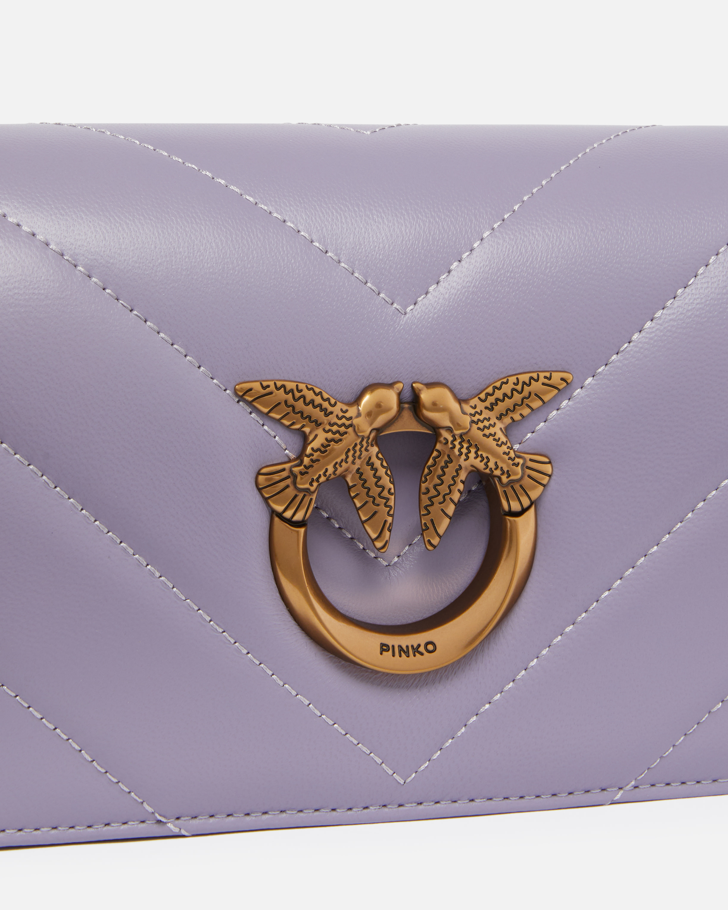 Pinko Mini Love Bag Click Big Chevron In Ash Purple-antique Gold