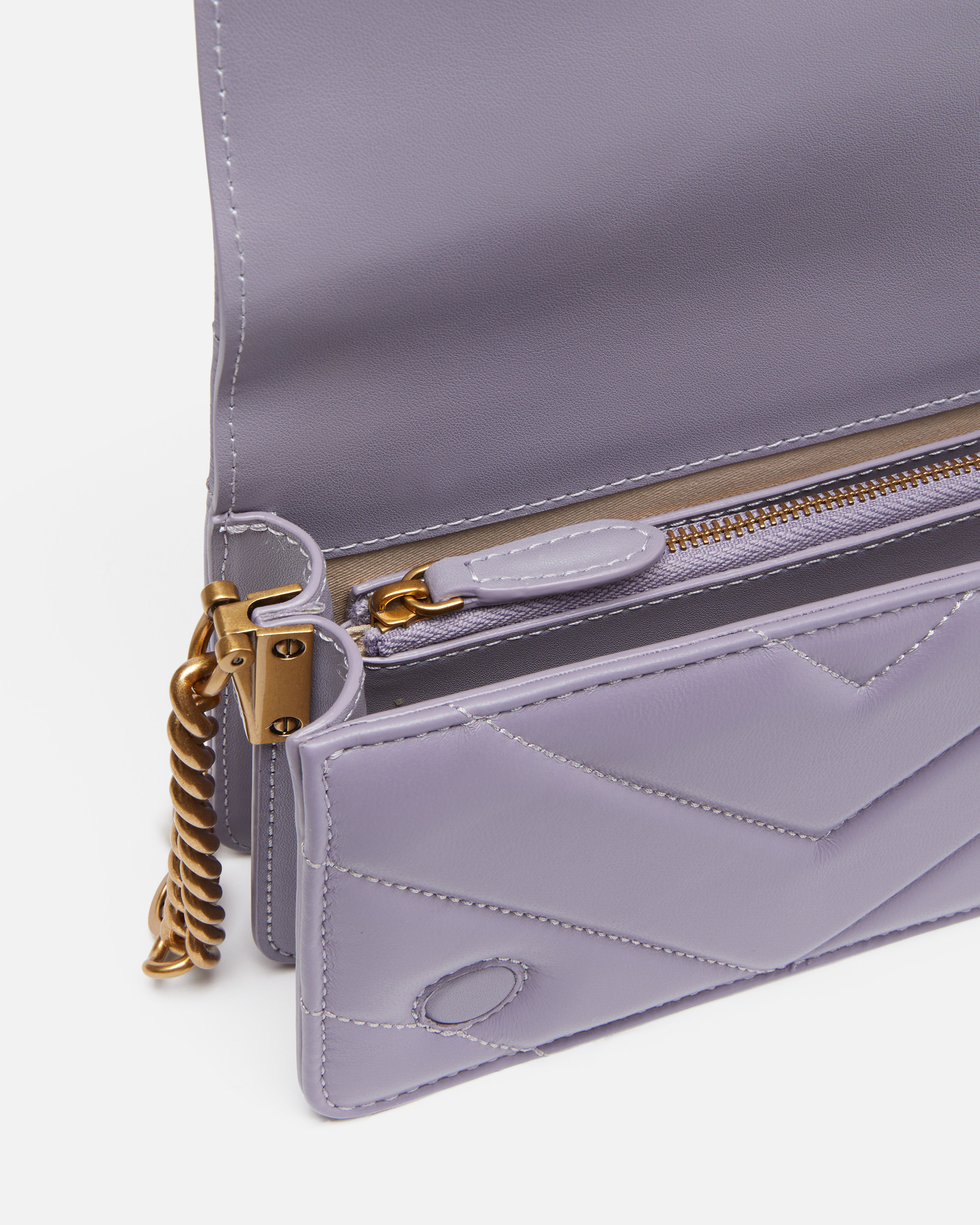 Pinko Mini Love Bag Click Big Chevron In Ash Purple-antique Gold