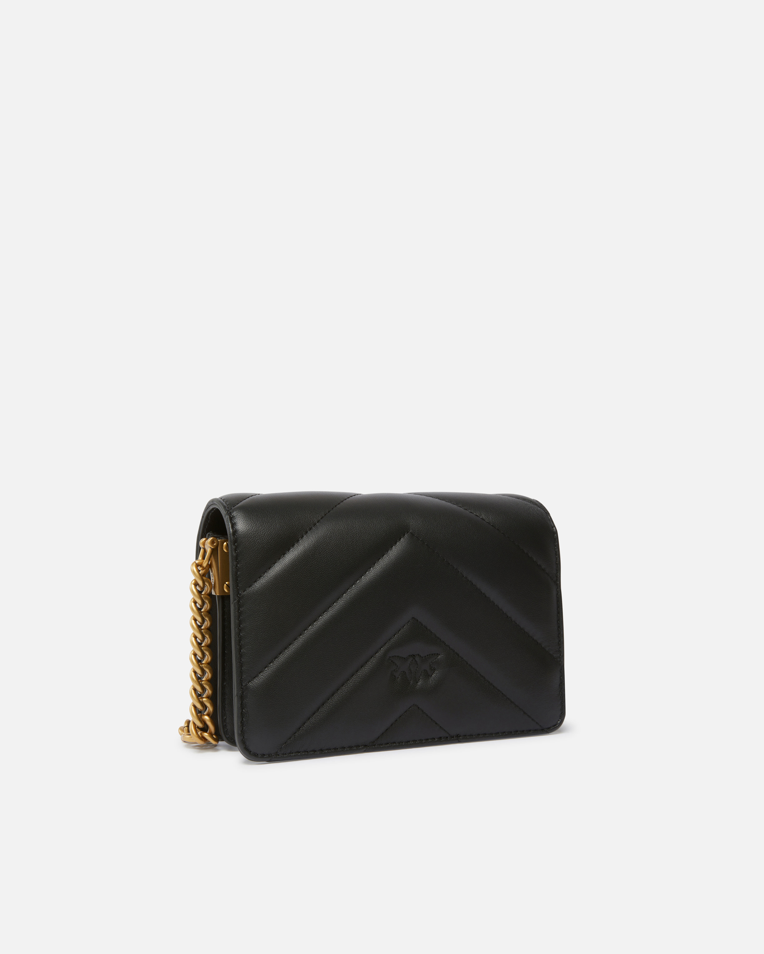 Shop Pinko Mini Love Bag Click Big Chevron In Black-antique Gold