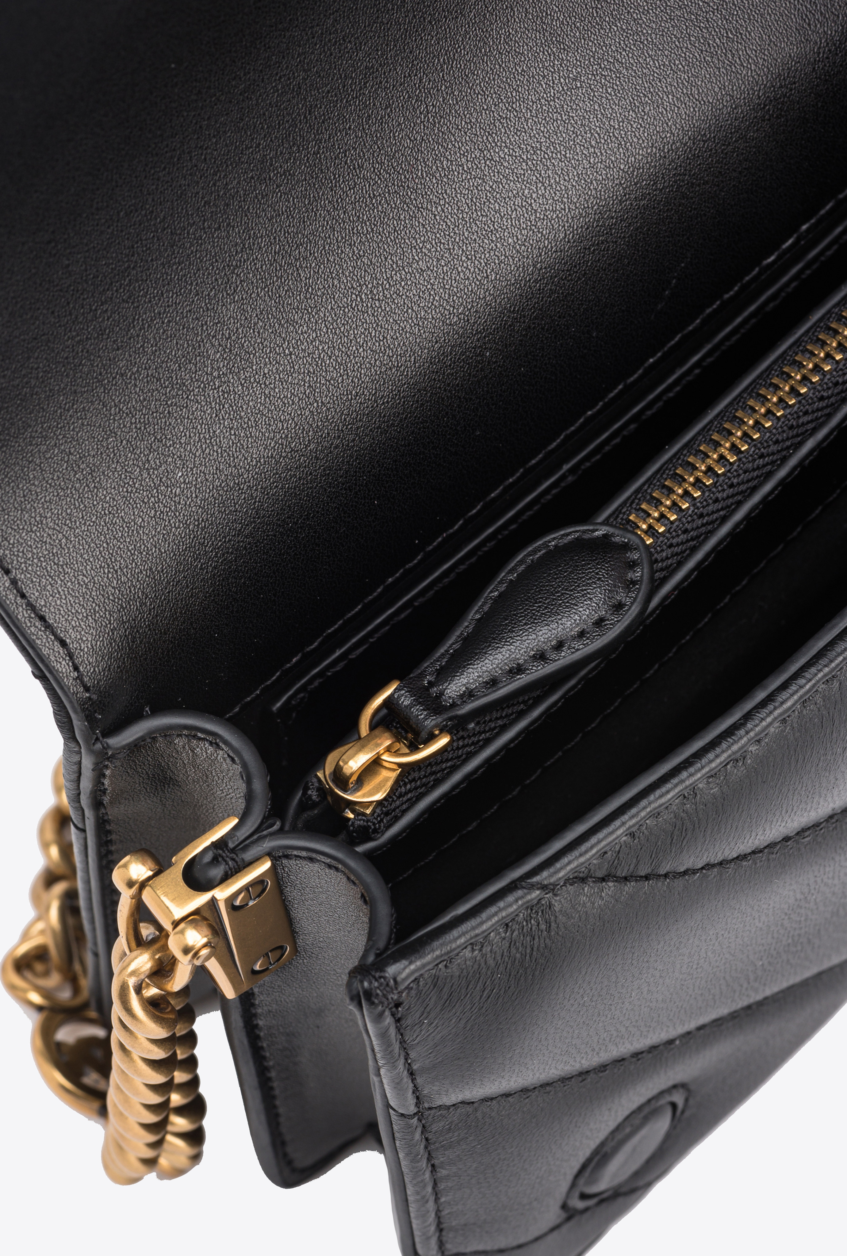 Pinko Petit Sac À Bandoulière Love Bag Click En Cuir Nappa À Maxi Chevrons In Black