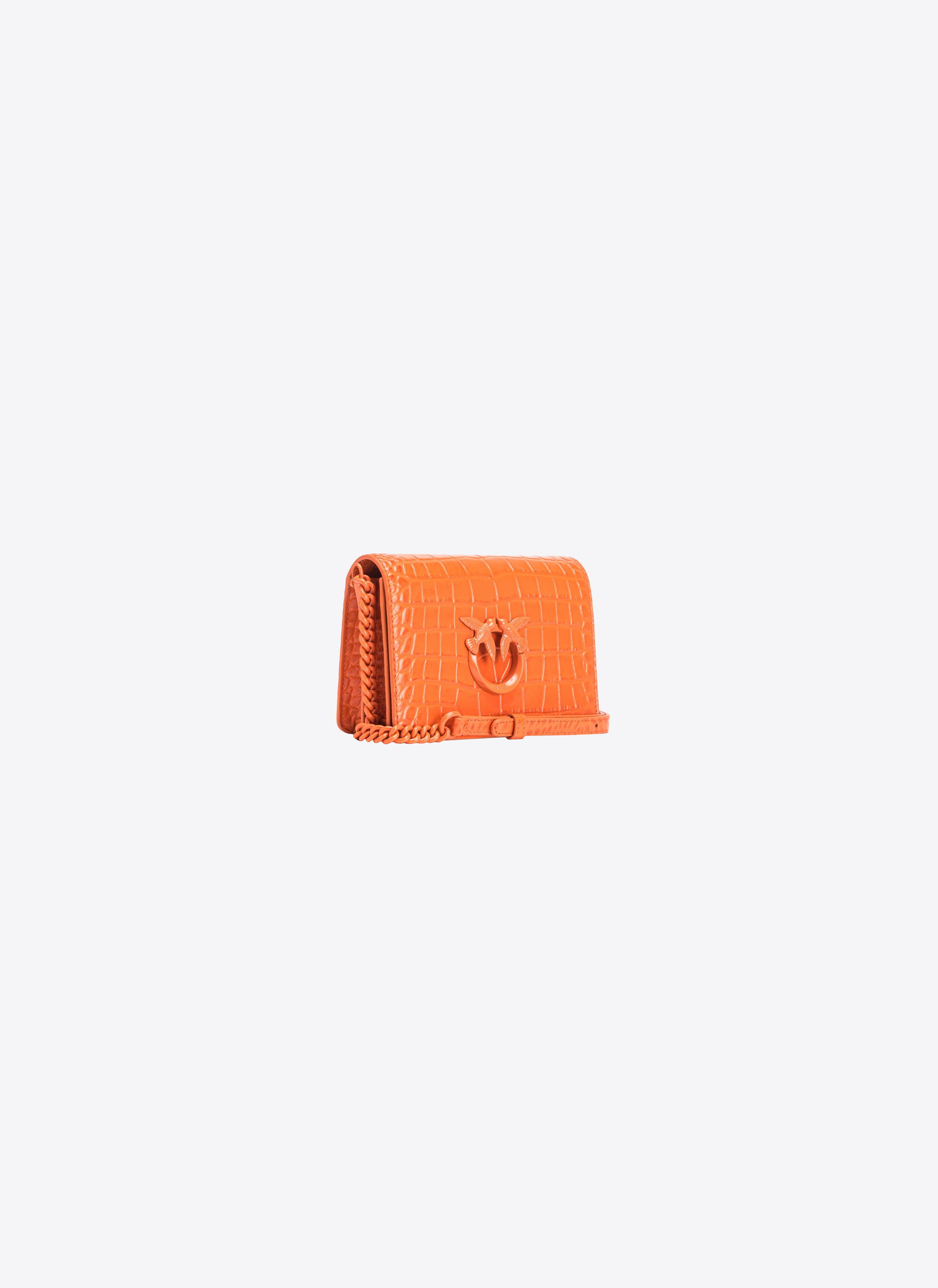 Shop Pinko Mini Love Bag Click Cocco Lucido In Arancione-block Color