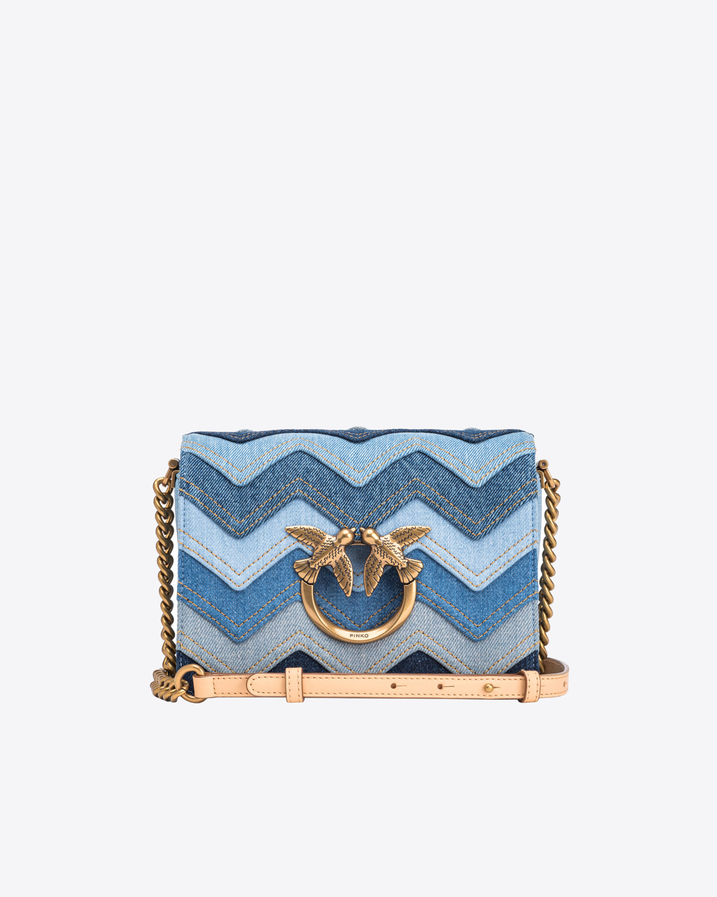 Pinko Mini Love Bag Click Denim Fischgrat