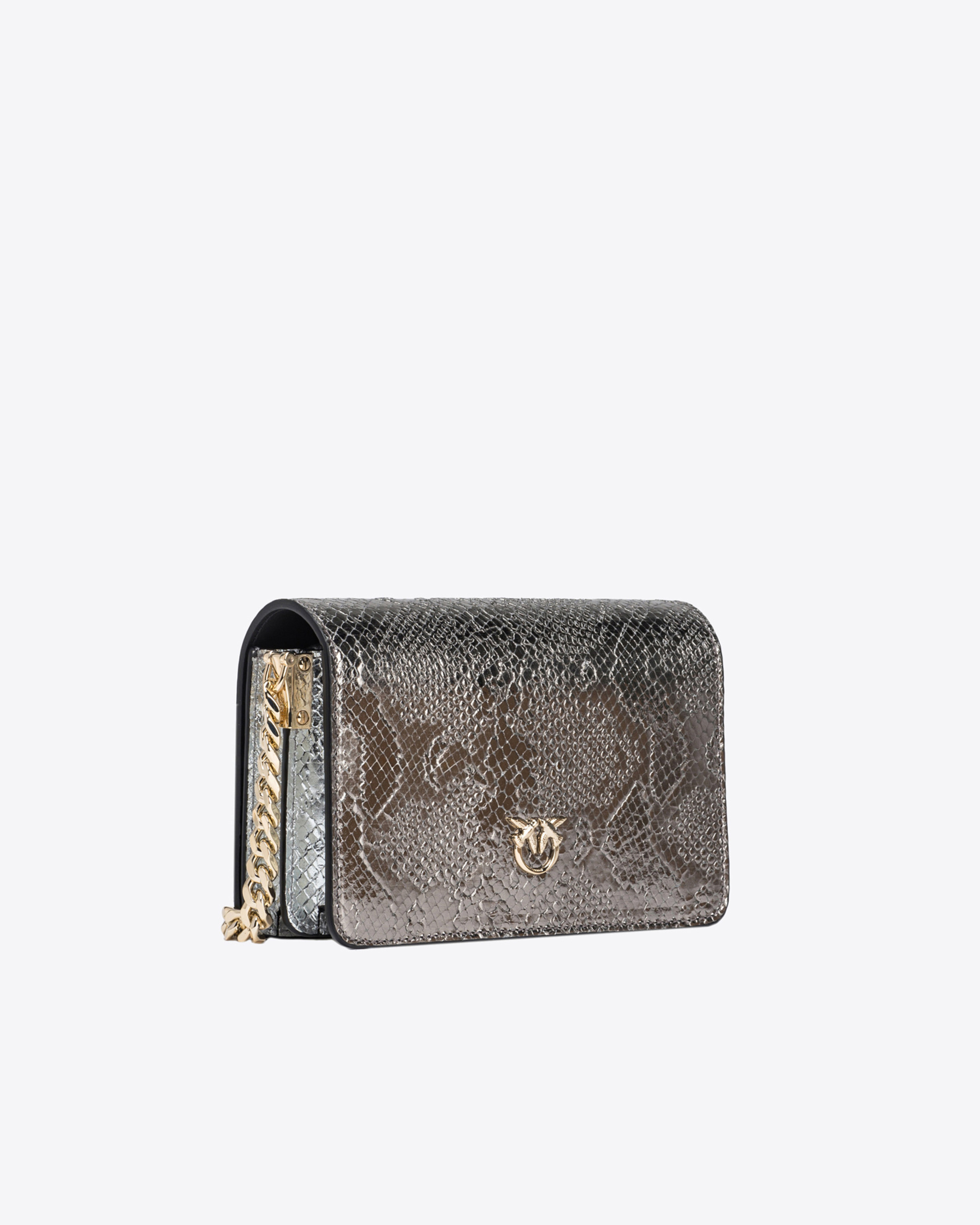 Pinko Galleria Mini Love Bag Click In Punched Reptile Skin In Iehl