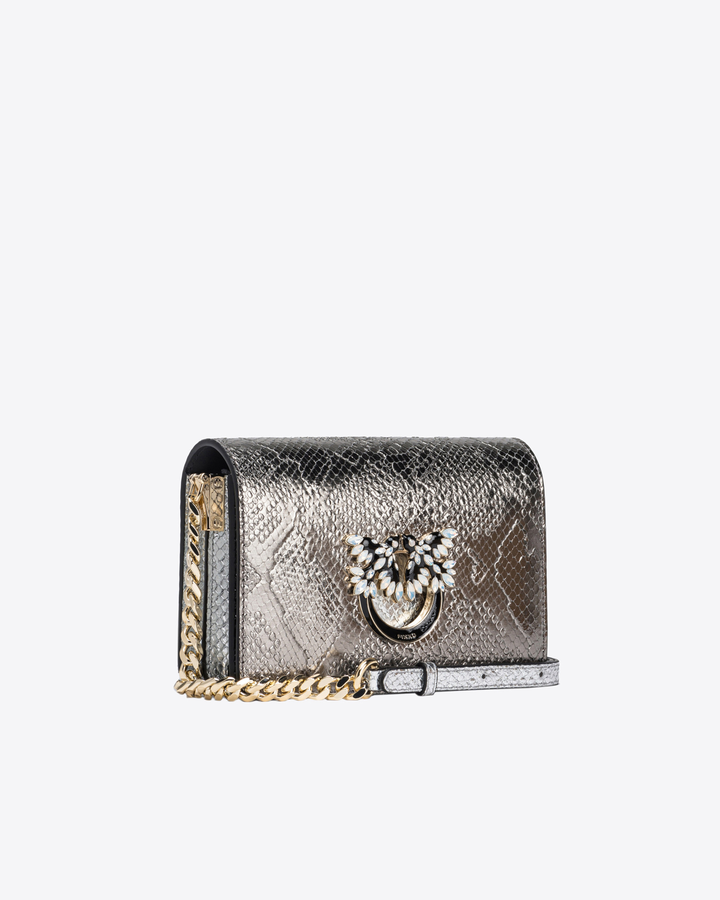 Pinko Galleria Mini Love Bag Click In Punched Reptile Skin In Iehl