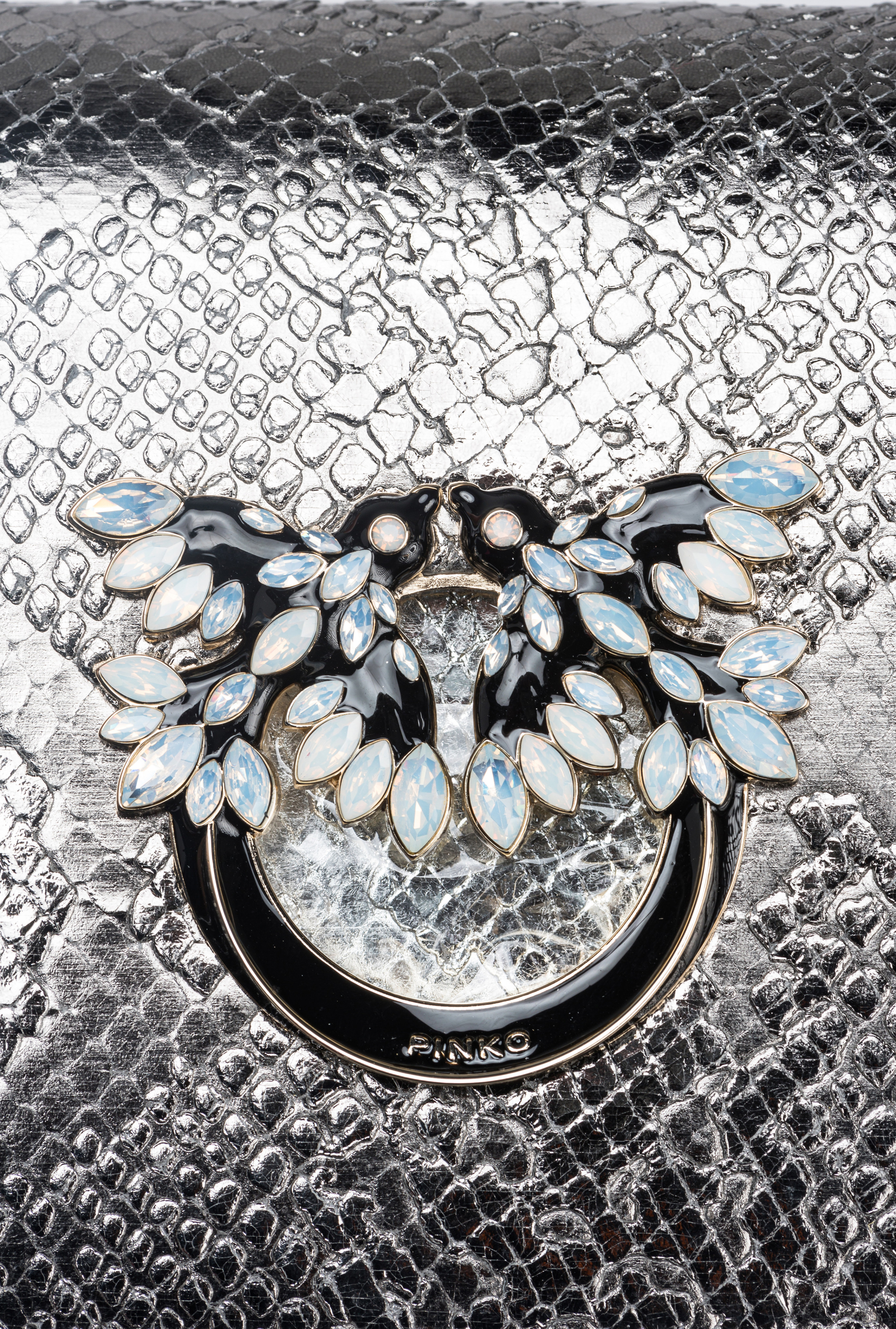 Pinko Galleria Mini Love Bag Click In Punched Reptile Skin In Iehl