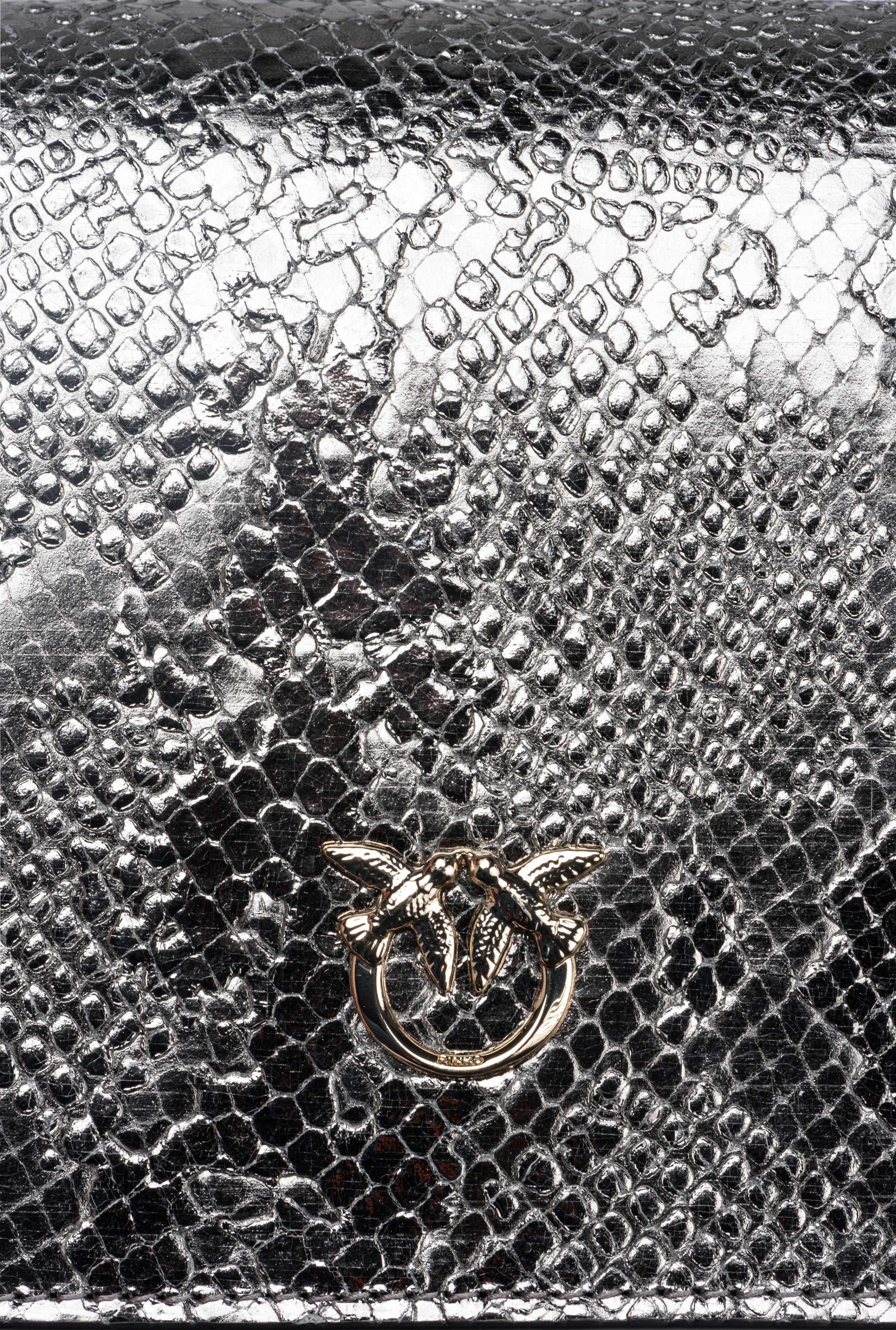 Pinko Galleria Mini Love Bag Click In Punched Reptile Skin In Iehl