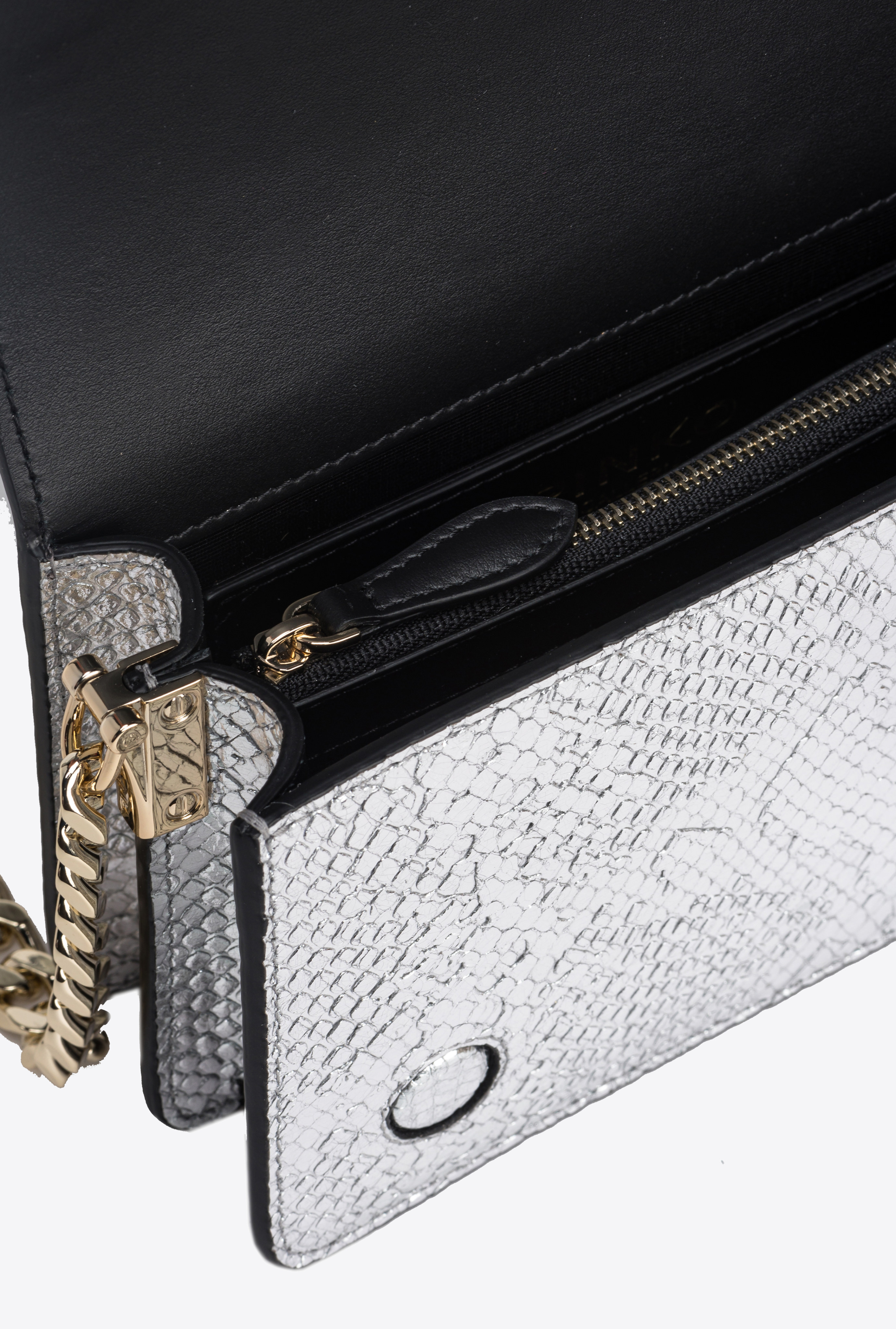 Pinko Galleria Mini Love Bag Click In Punched Reptile Skin In Iehl