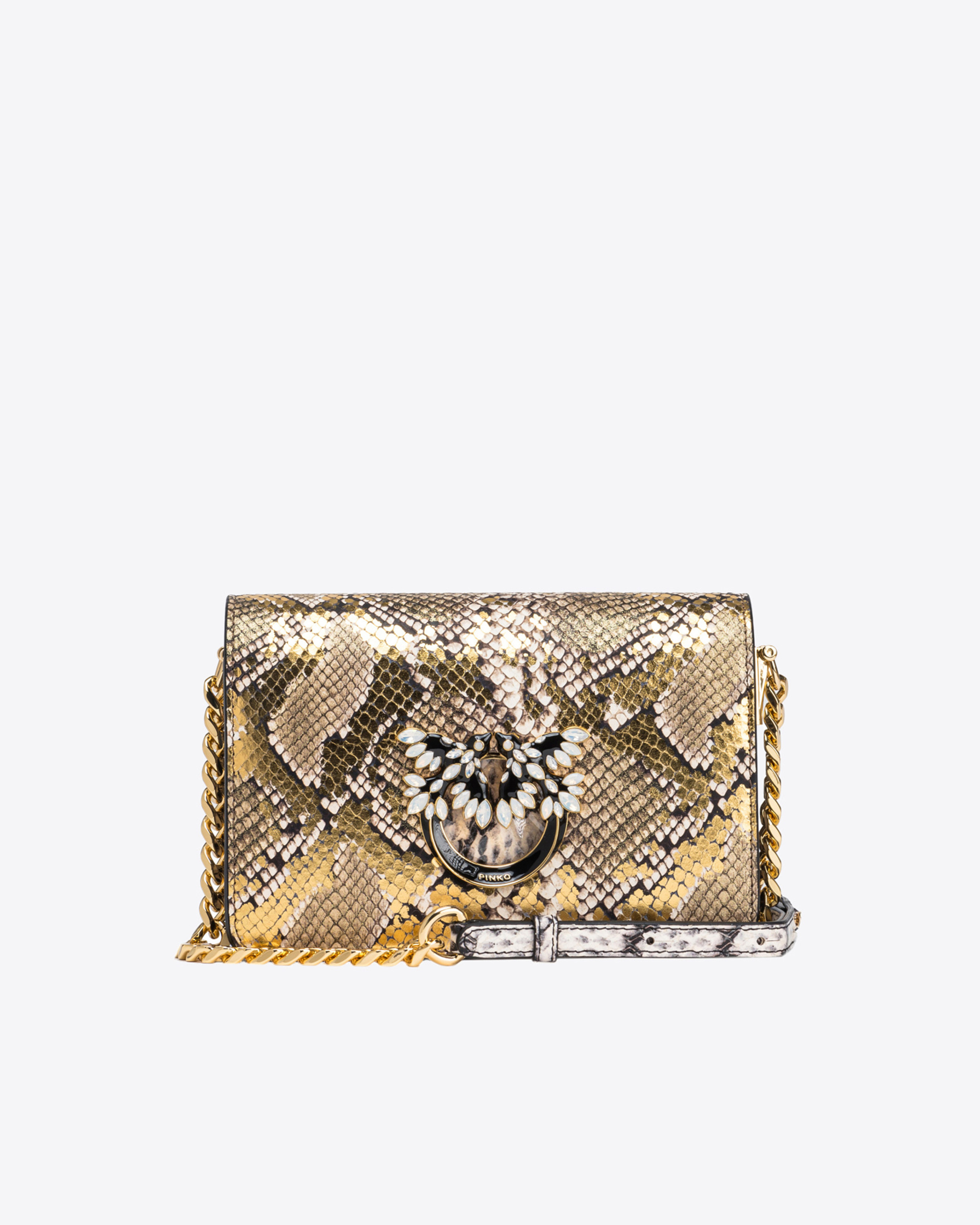 Pinko Mini Love Bag Click Metallic-Leder in Reptiloptik PINKO Galleria