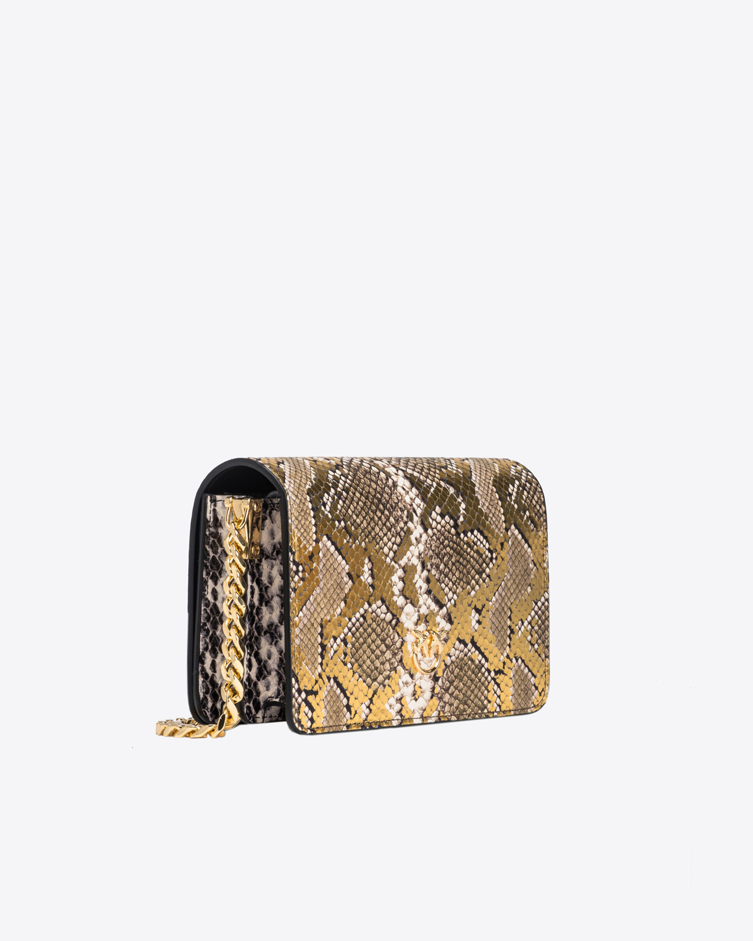 Shop Pinko Galleria Mini Love Bag Click In Laminated Reptile Skin In Hi7y