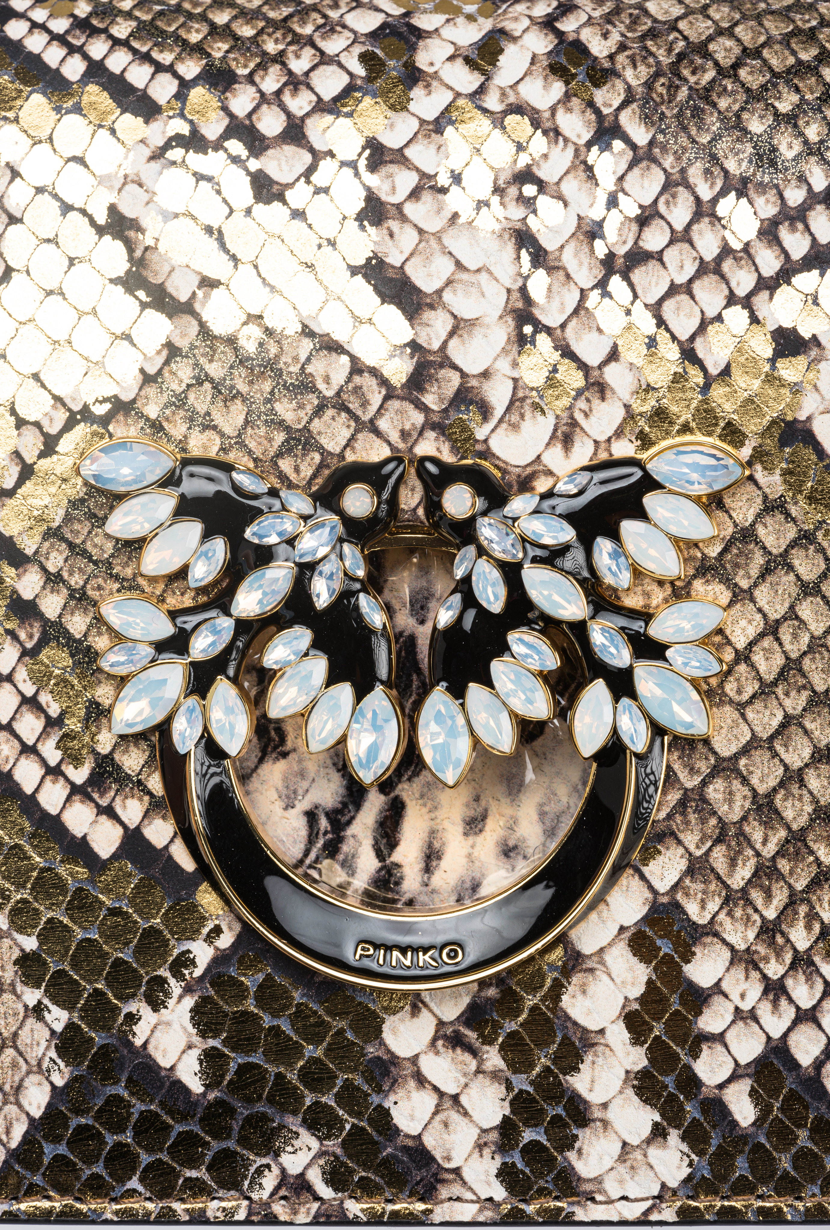 Pinko Galleria Mini Love Bag Click In Laminated Reptile Skin In Hi7y