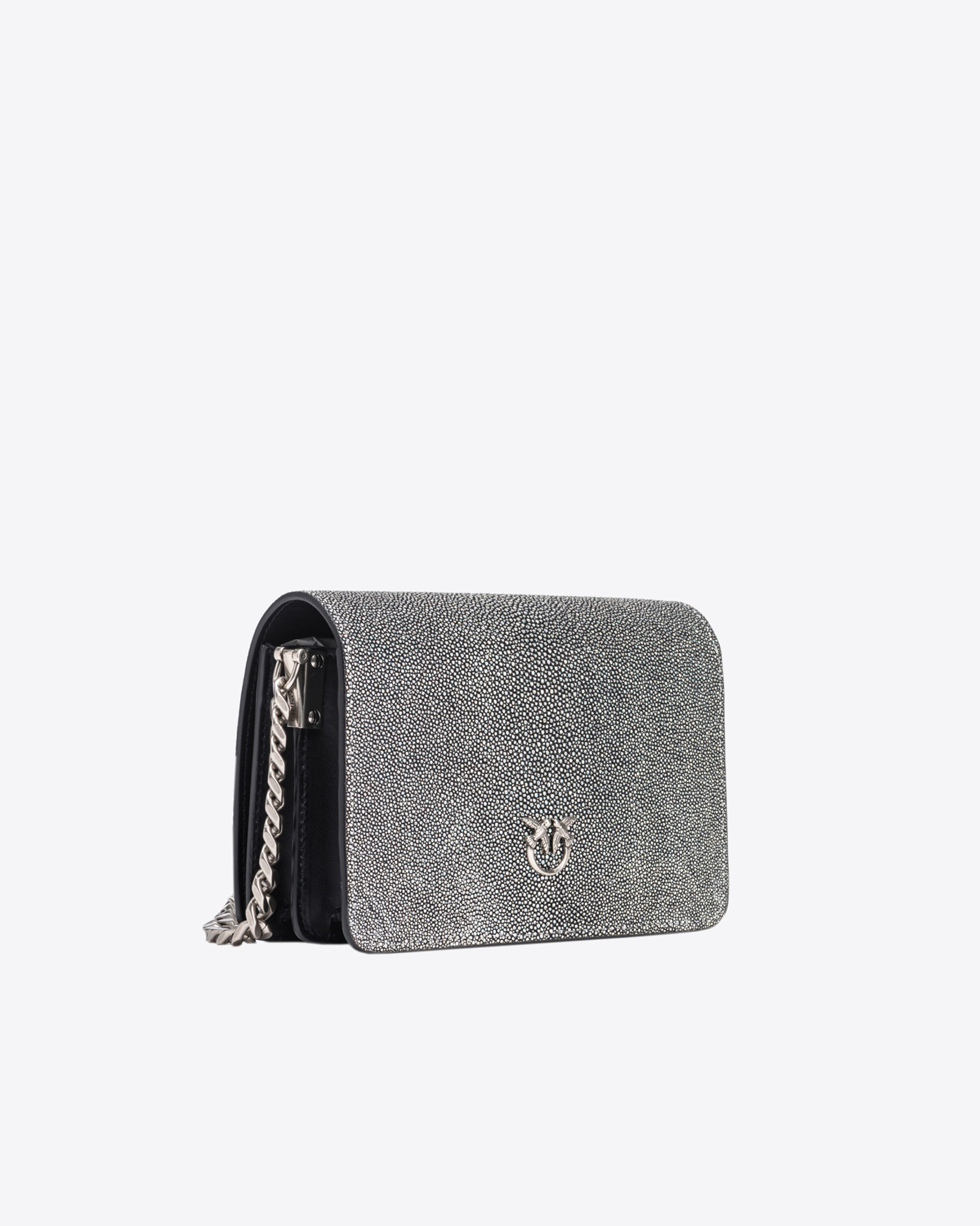 Pinko Mini Love Bag Click In Pink Breed  Galleria In Black-old Silver