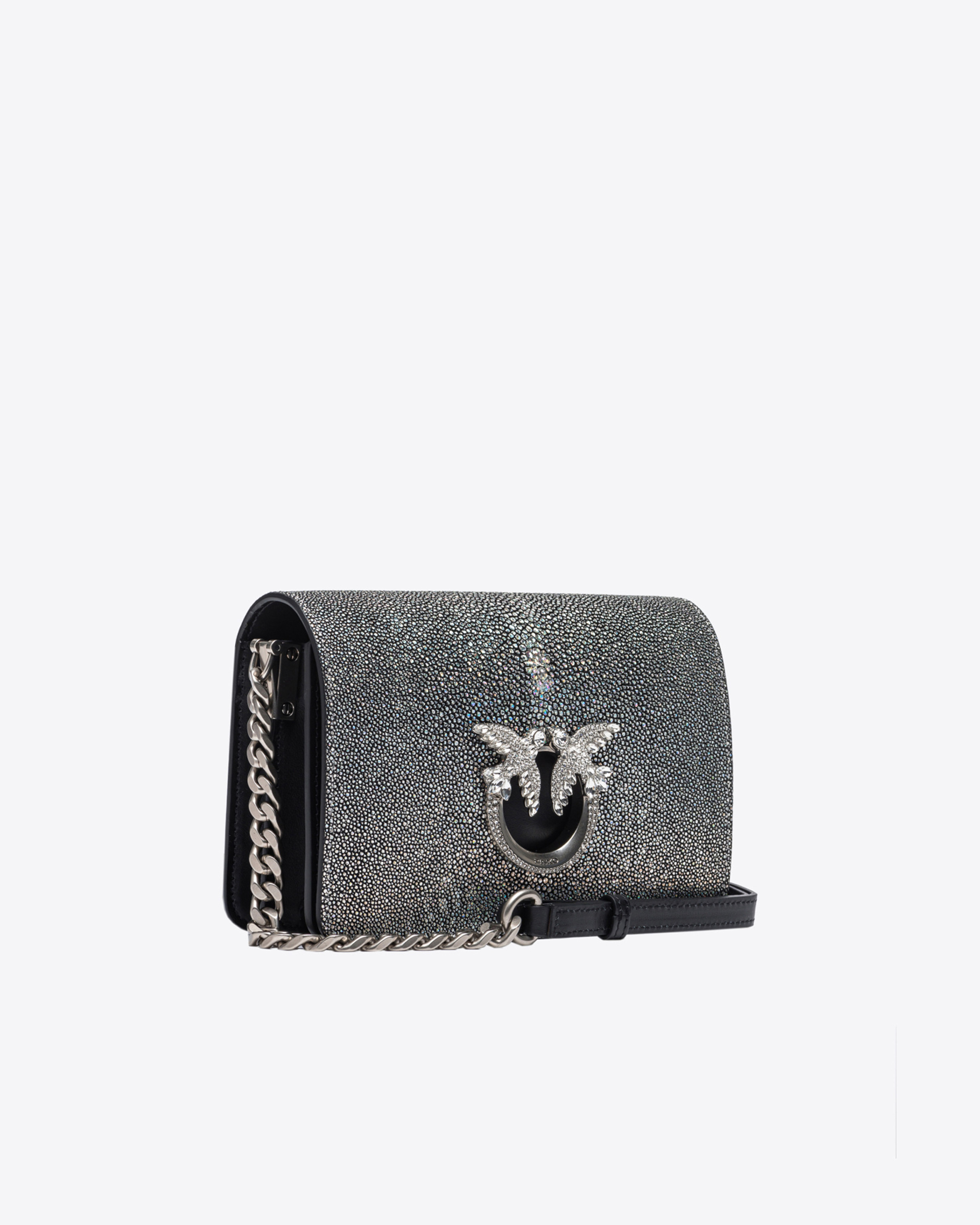 Pinko Mini Love Bag Click In Pink Breed  Galleria In Black-old Silver