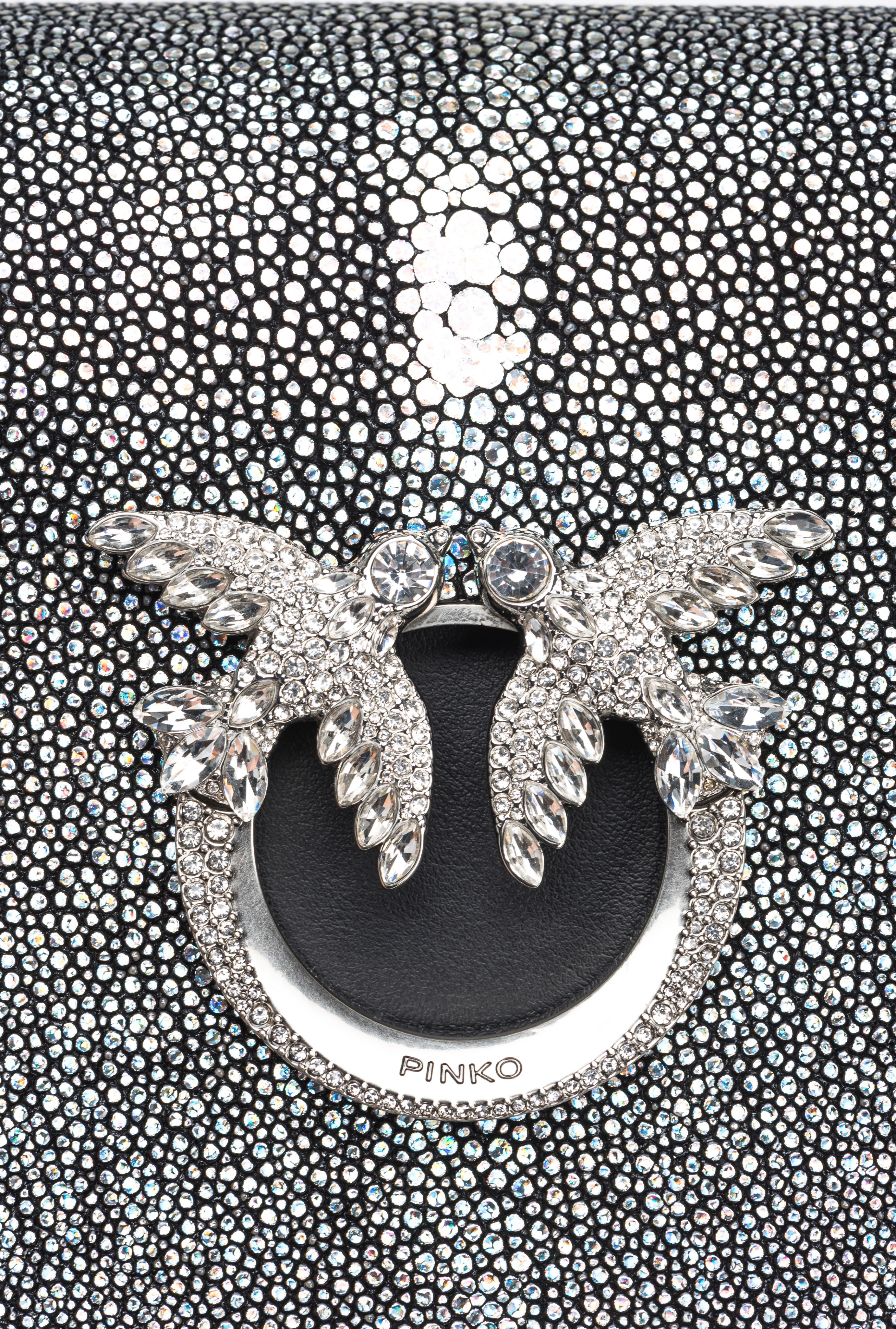 Pinko Mini Love Bag Click In Pink Breed  Galleria In Black-old Silver