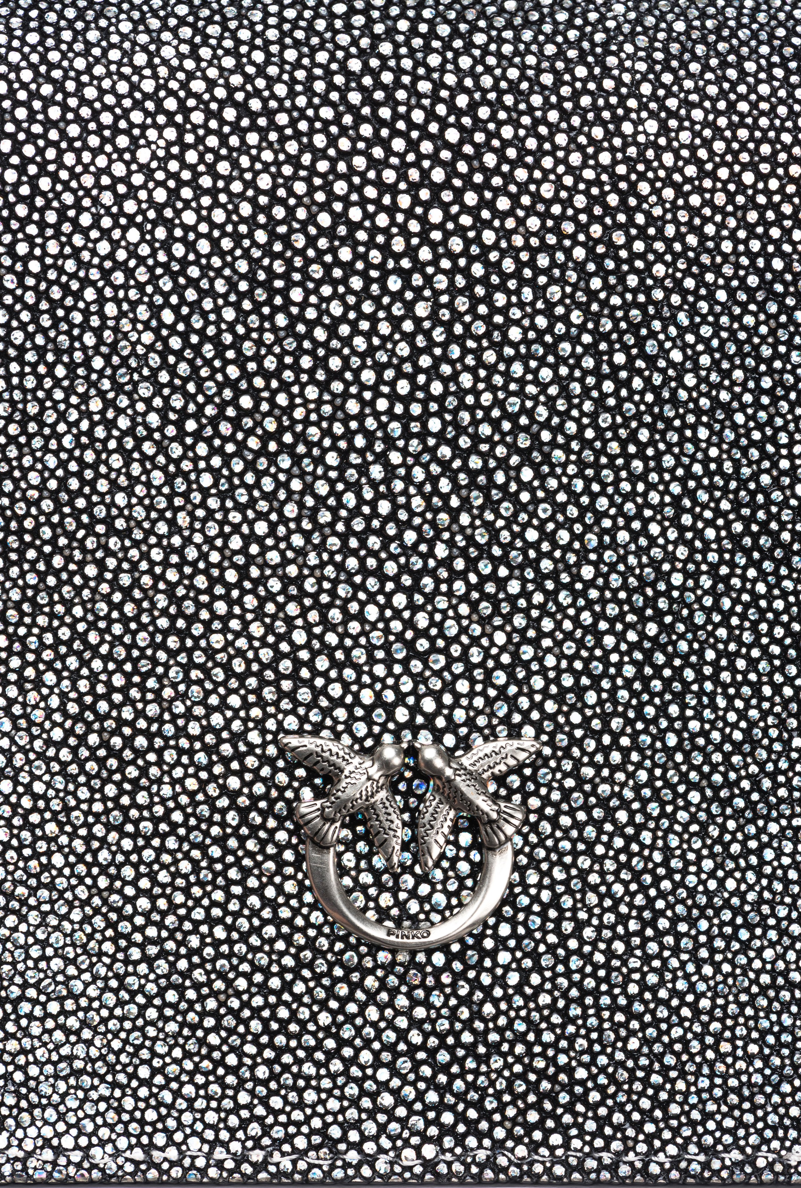 Pinko Mini Love Bag Click In Pink Breed  Galleria In Black-old Silver