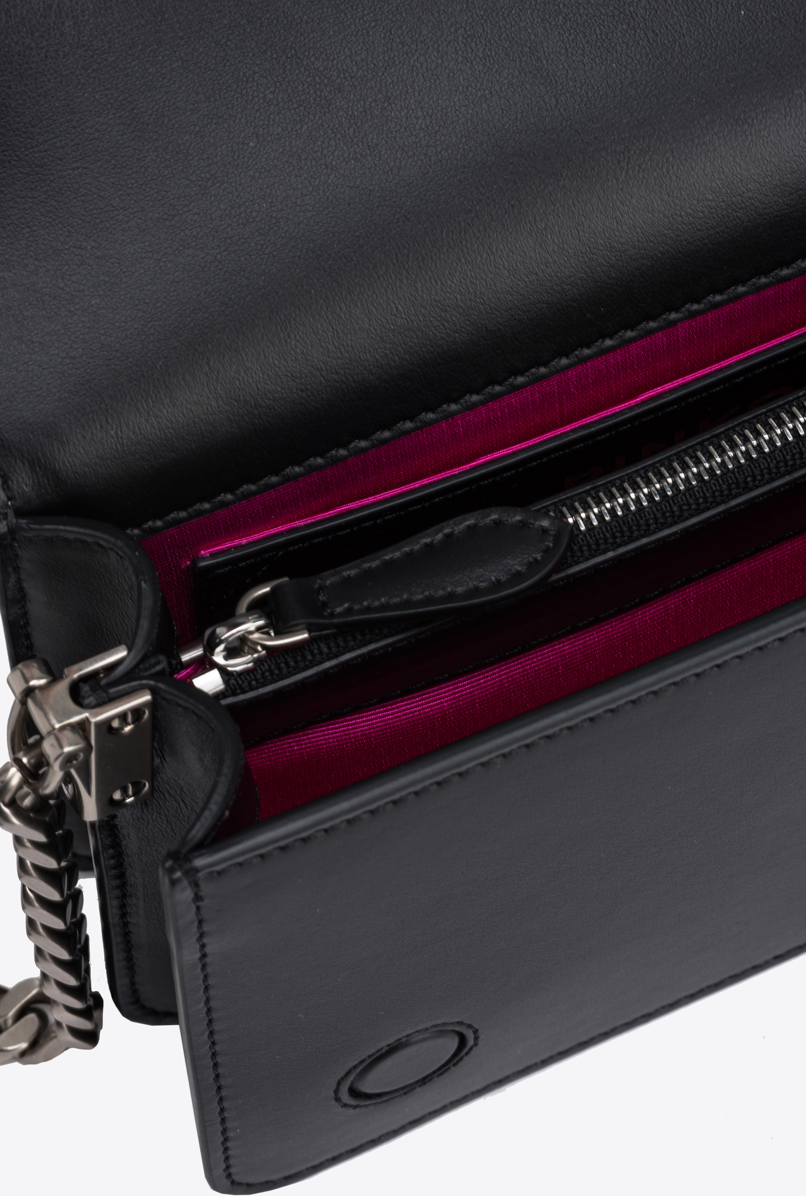 Pinko Mini Love Bag Click In Pink Breed  Galleria In Black-old Silver