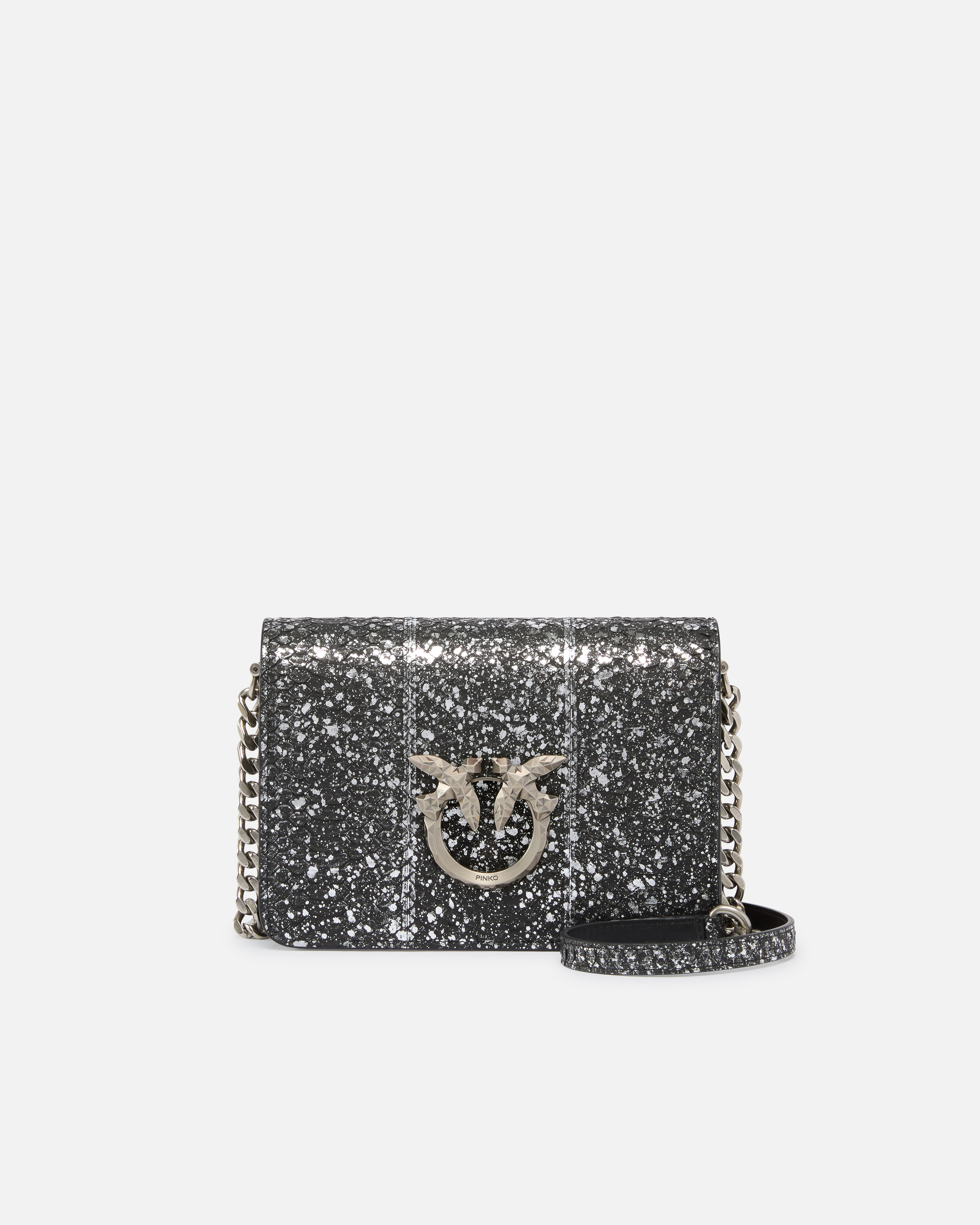 PINKO Galleria Love Bag mini crossbody bag with laminated PINKO Galleria Love Bag mini crossbody bag with laminated