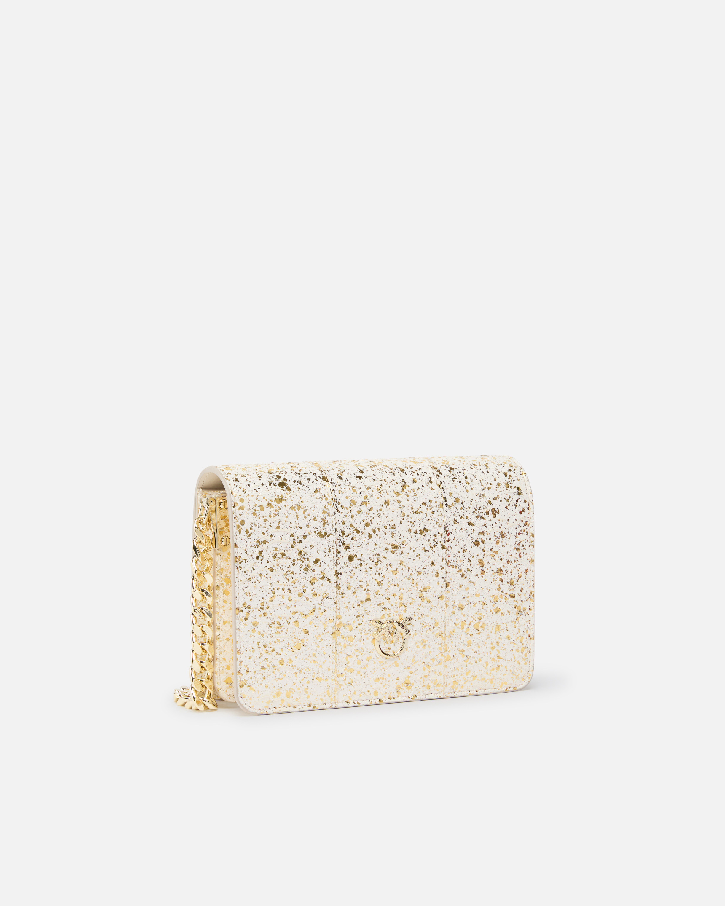 Pinko Mini Love Bag Crossbody Bag In Laminated Reptile  Galleria. In Gold-light Gold