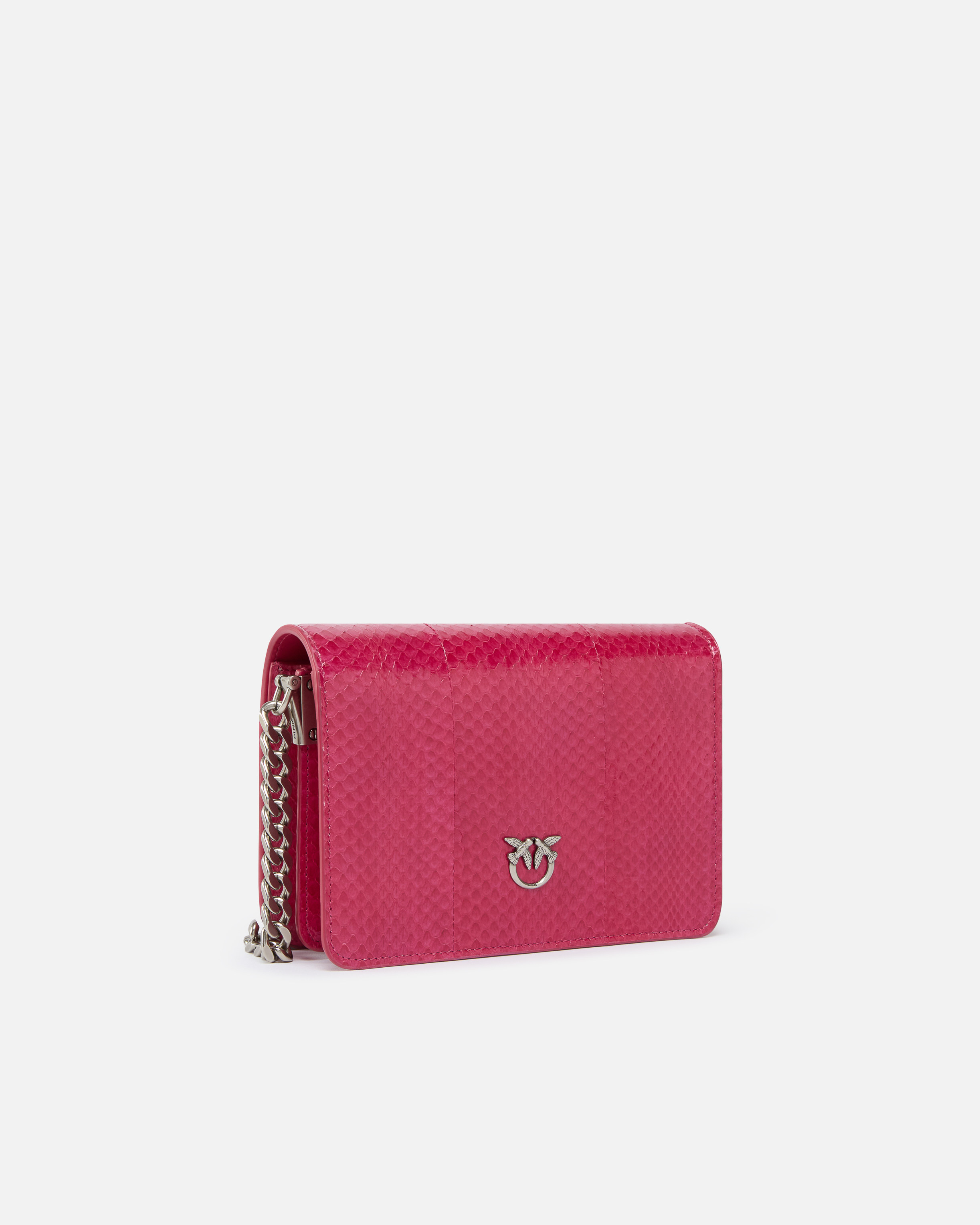 Petit sac à bandoulière Mini Love Bag en reptile brillant PINKO Galleria - Fuchsia - large