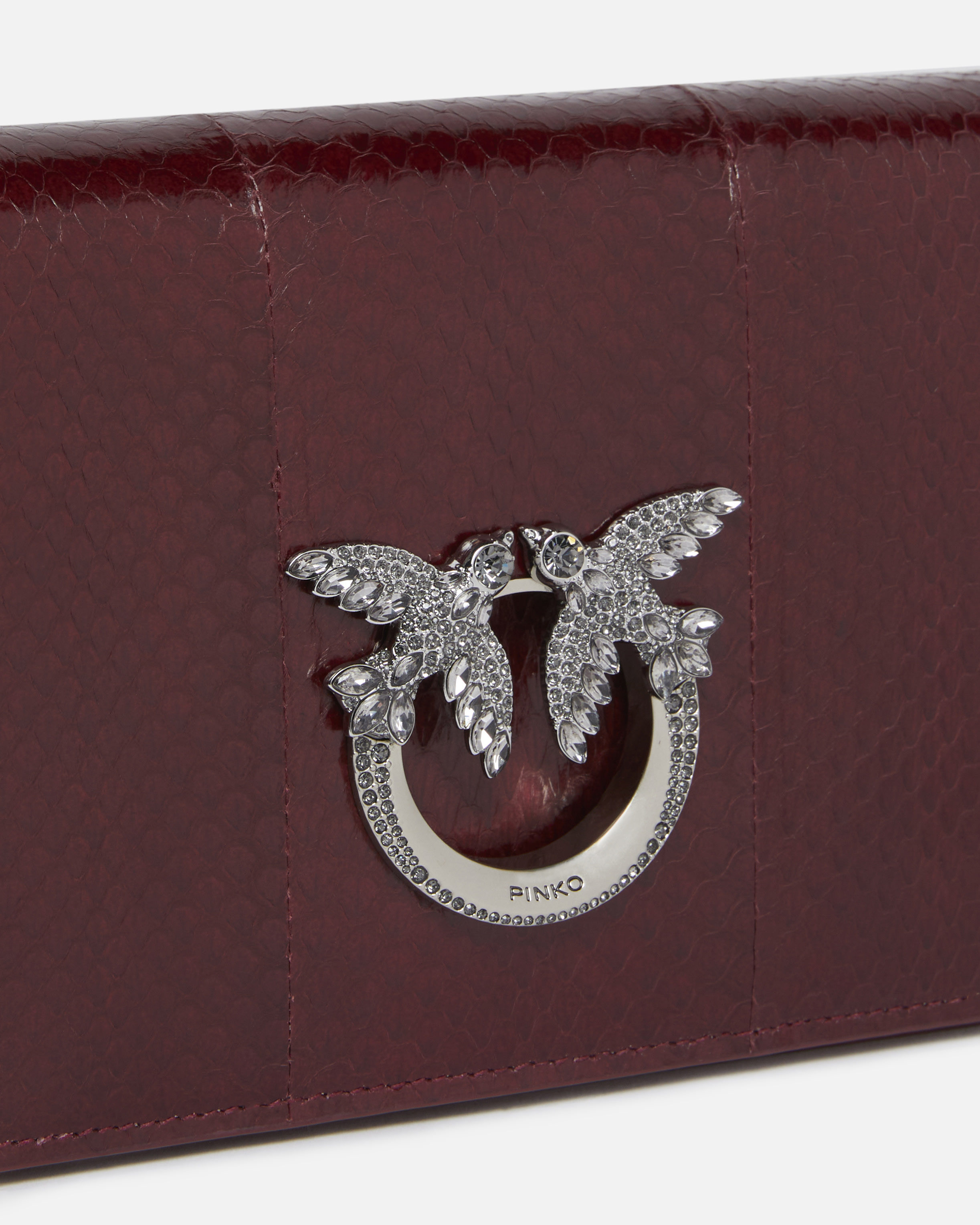 Umhängetasche Mini Love Bag aus glänzendem Reptilleder PINKO Galleria 2