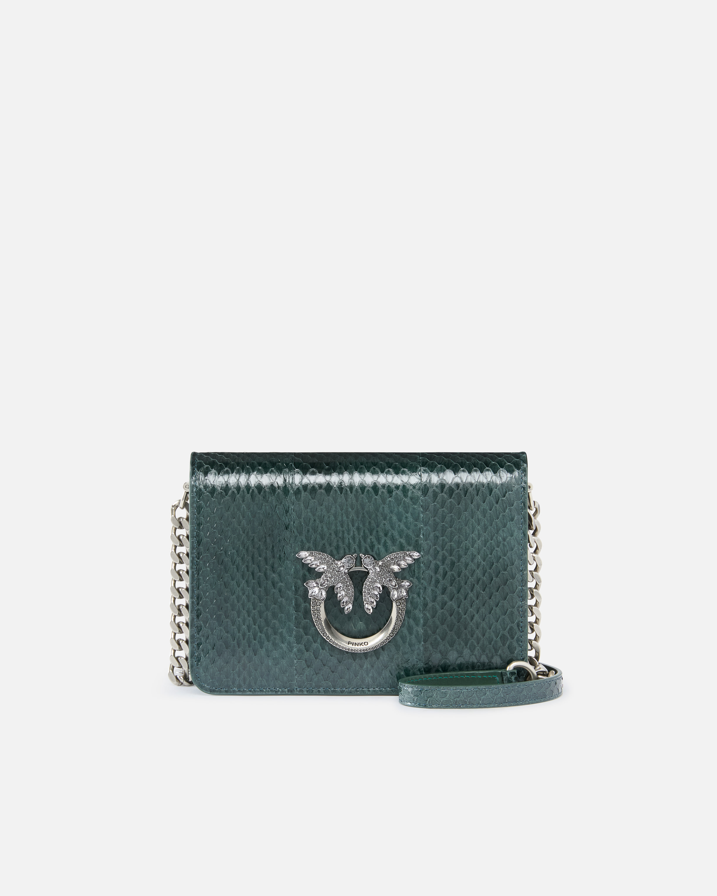 Petit sac à bandoulière Mini Love Bag en reptile brillant PINKO Galleria - Vert - large | Pinko 