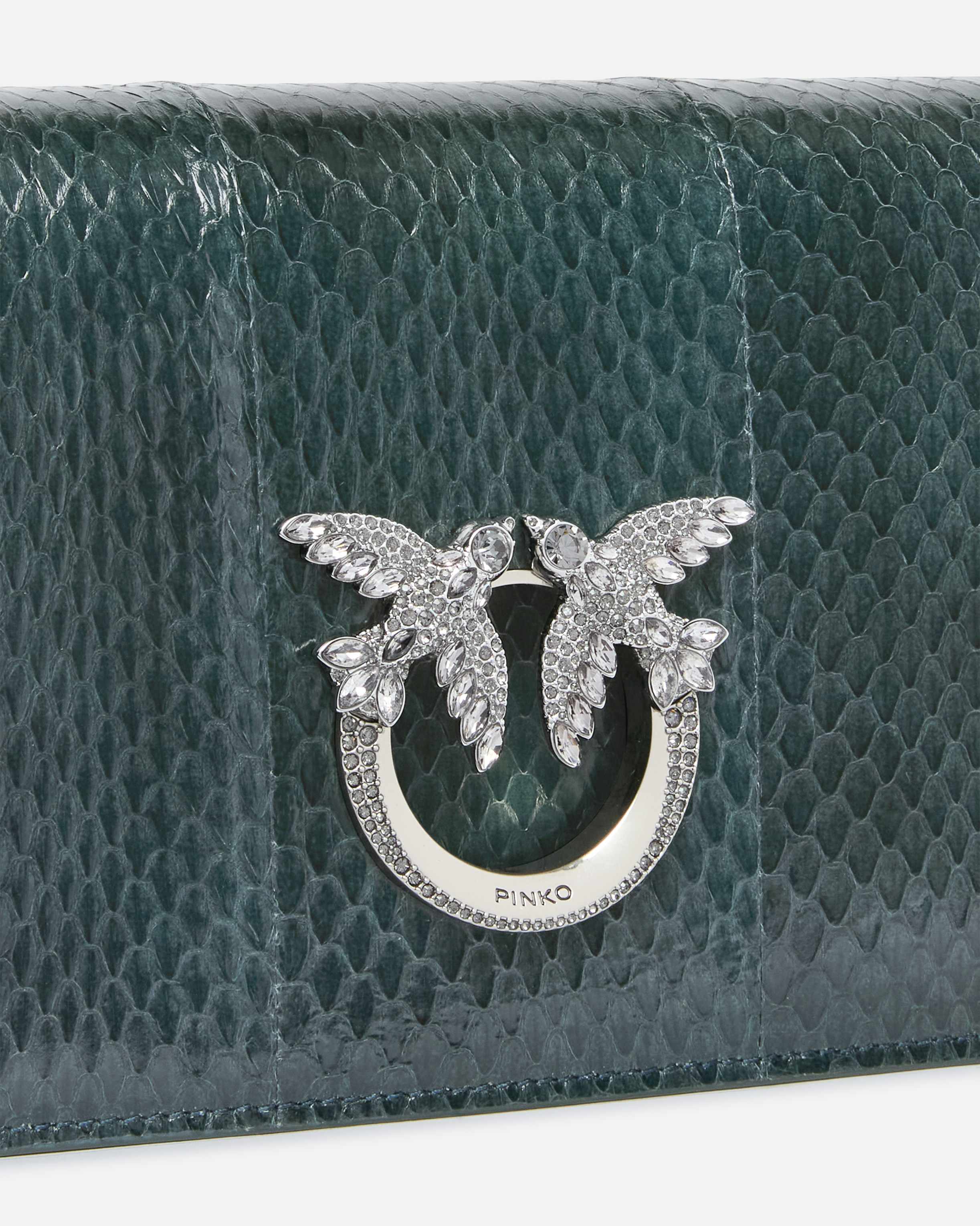 Мини-сумка кросс-боди Mini Love Bag PINKO Galleria из глянцевой змеиной кожи 2