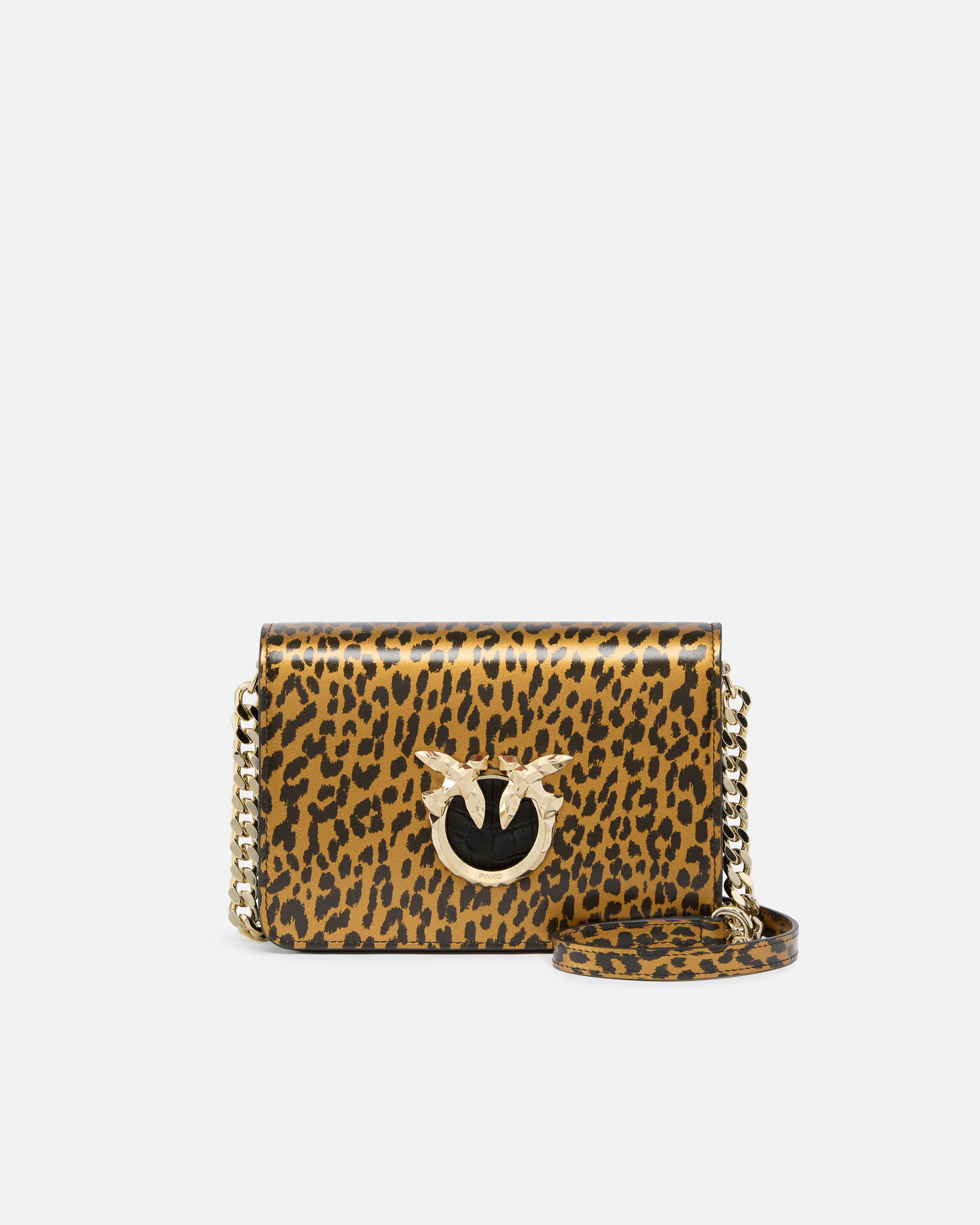 Pinko Mini Love Bag Leopard Print Crossbody Bag  Galleria. In Gold/black-light Gold