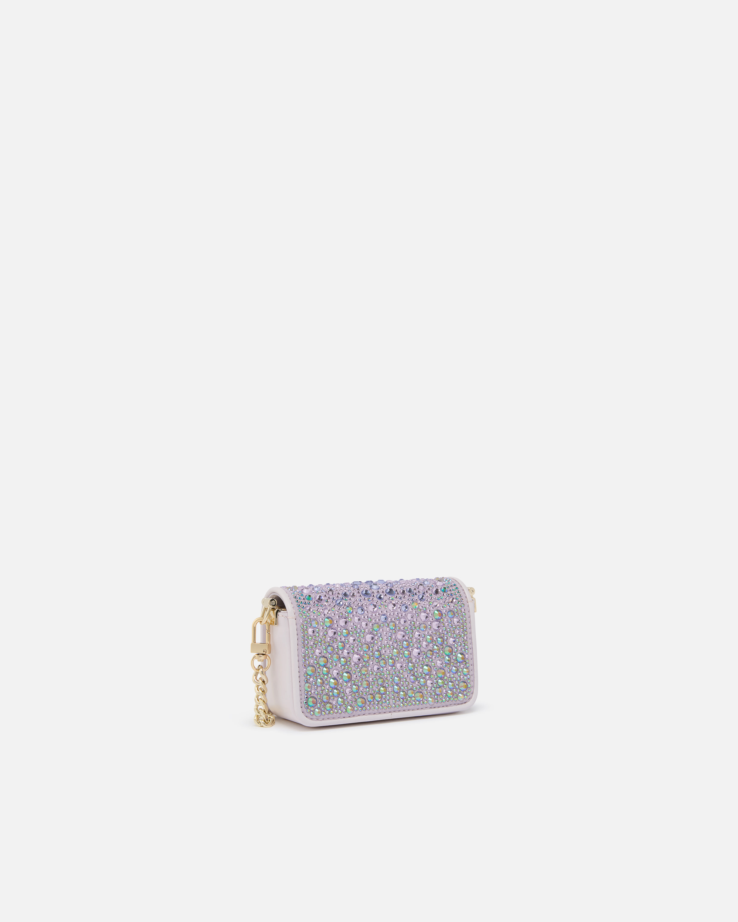 Pinko Galleria Full-rhinestone Micro Love Bag Click In Dégradé Orchidée-or Clair