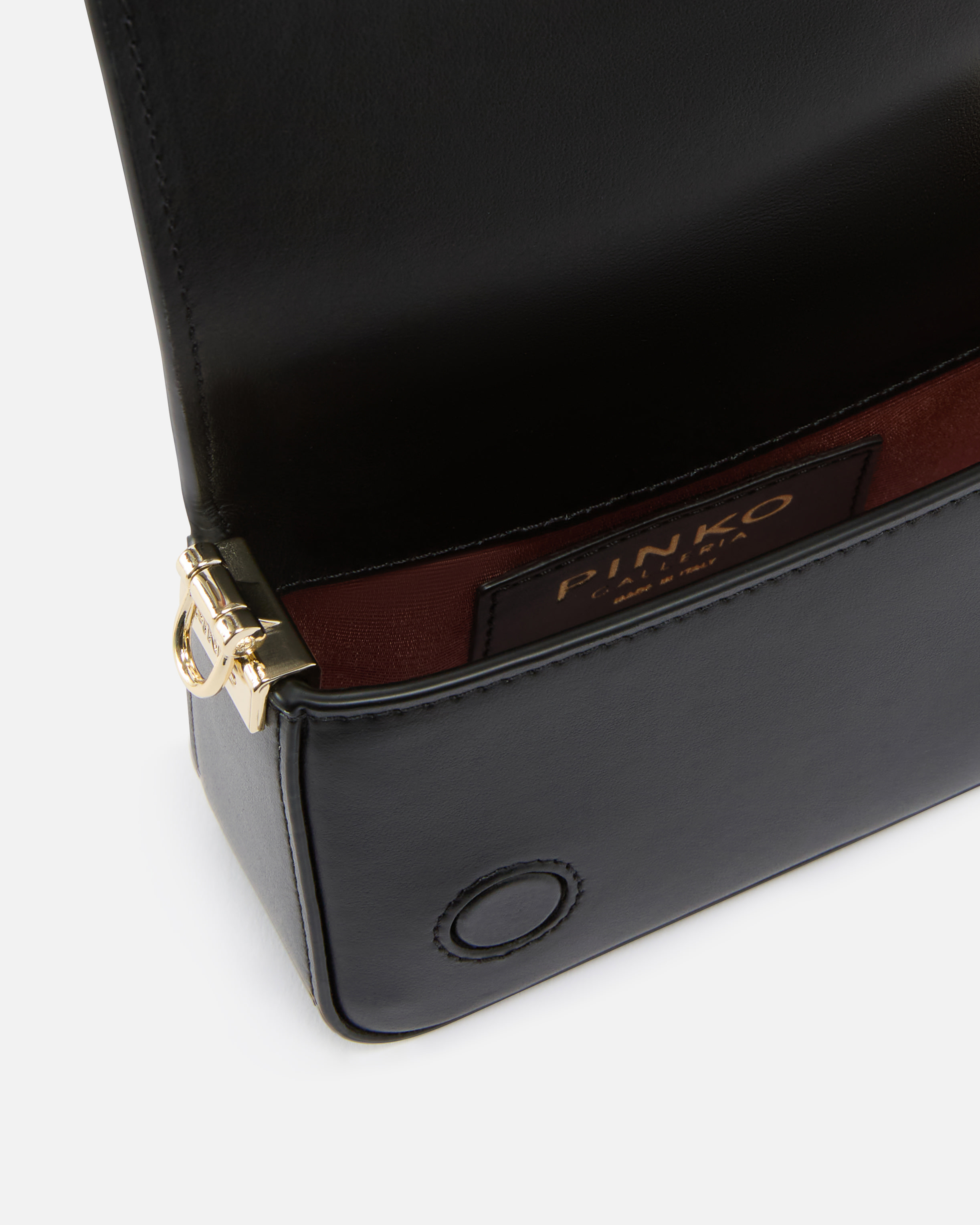Pinko Rhinestone-detailed Micro Love Bag Clutch With Detachable Shoulder Strap In Black-light Gold