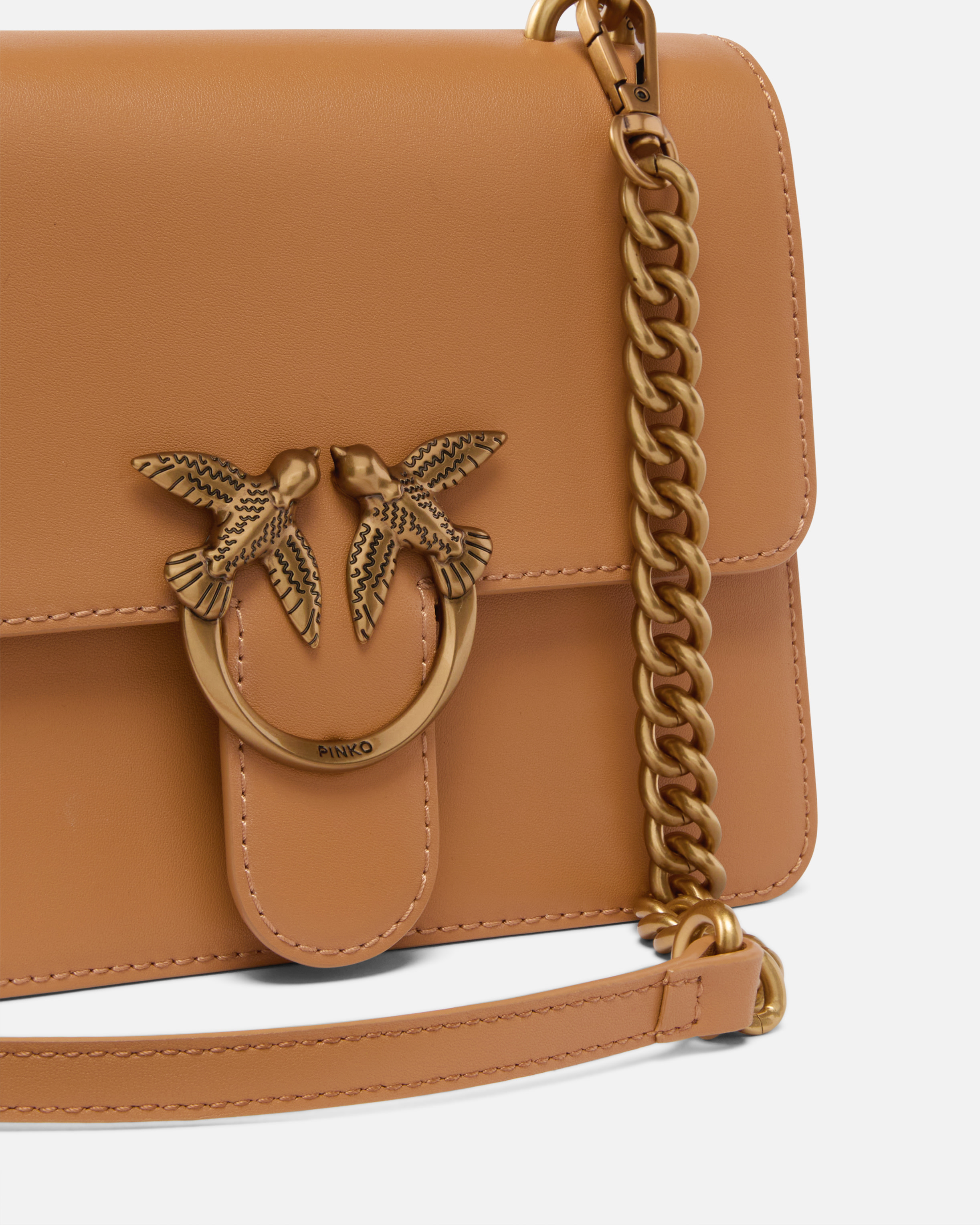Pinko Mini Love Bag One Top Handle Light Simply In Torrone-antique Gold