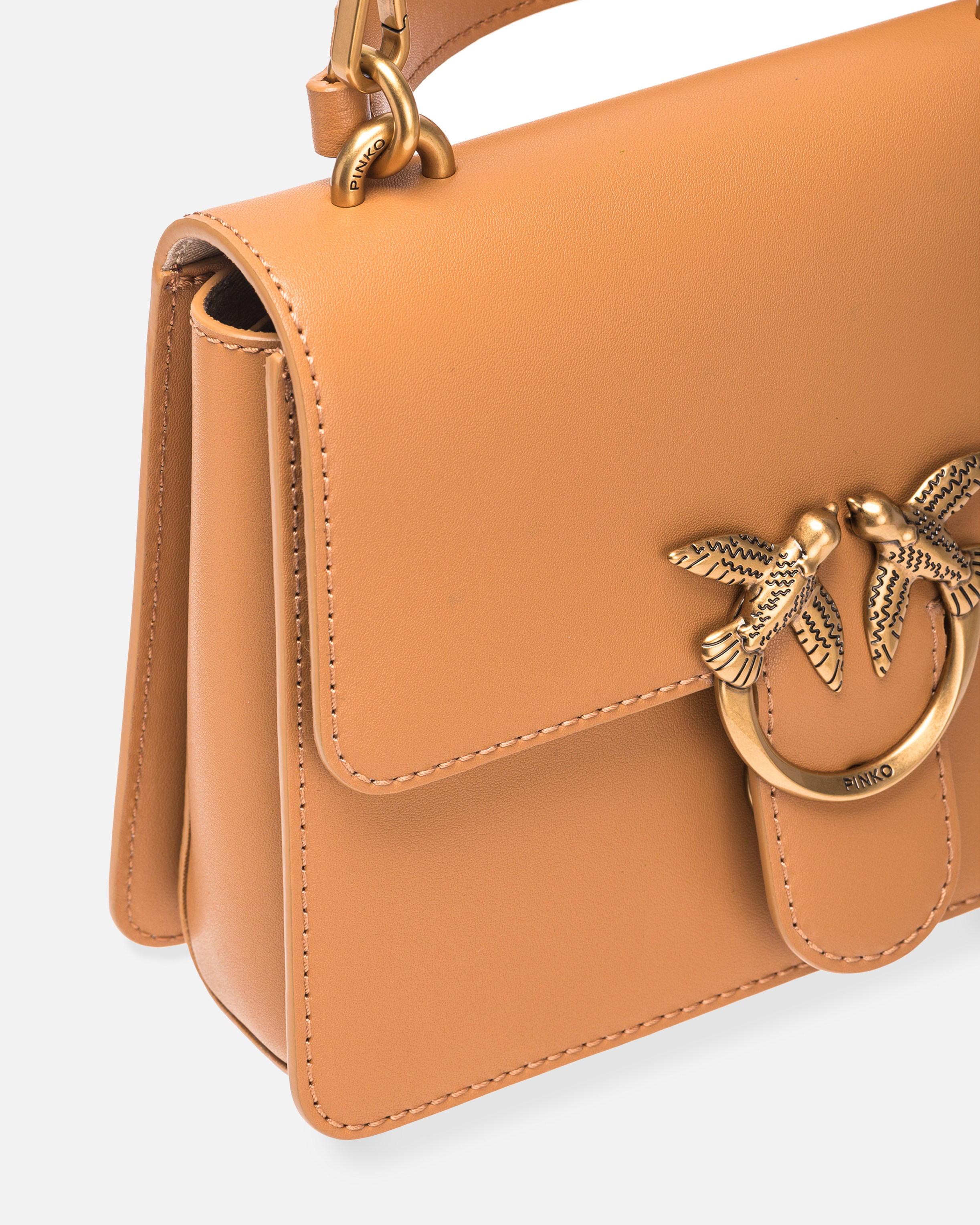 Pinko Mini Love Bag One Top Handle Light Simply In Torrone-antique Gold