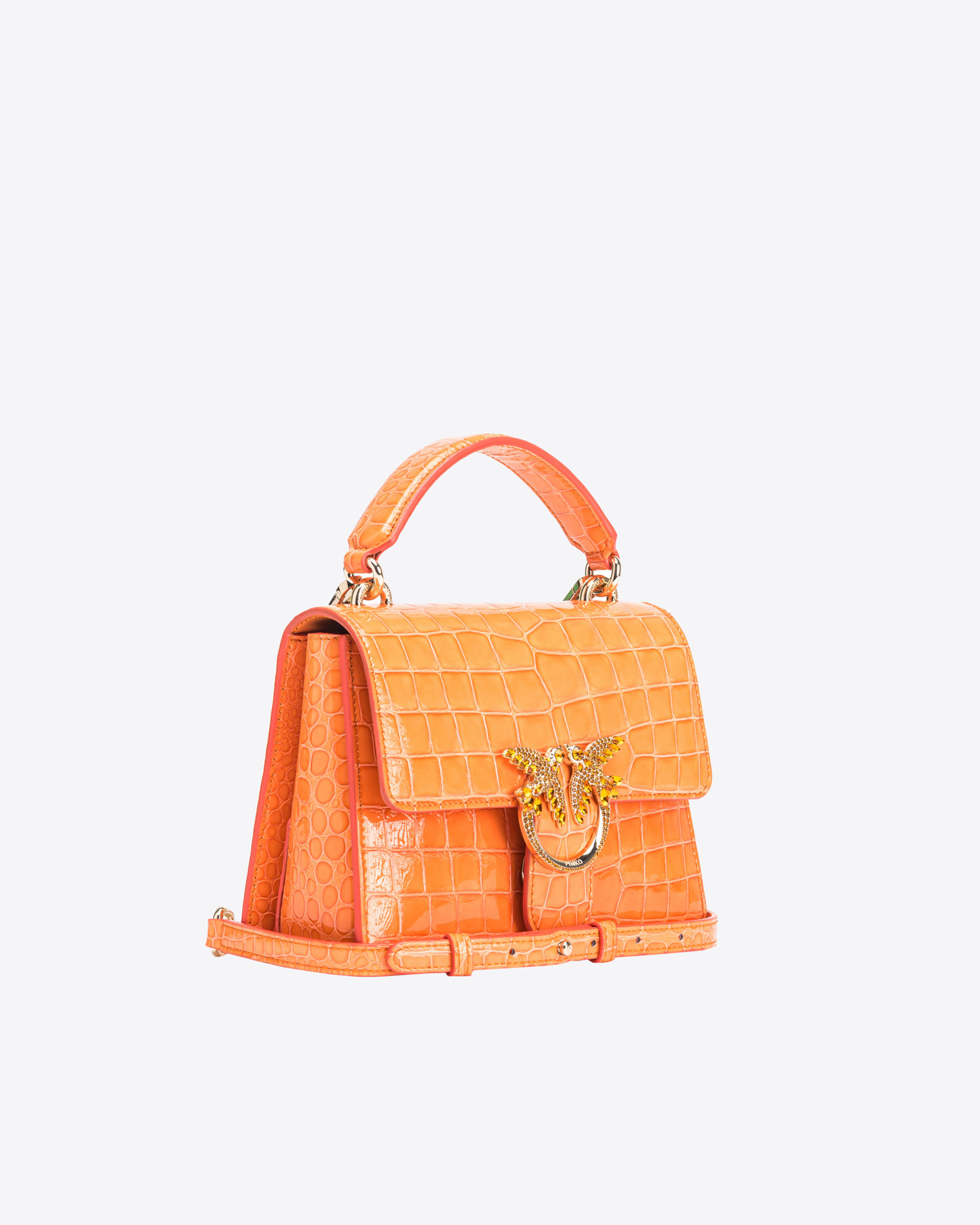 Mini Love Bag One Top Handle Light stampa cocco lucido PINKO Galleria 2