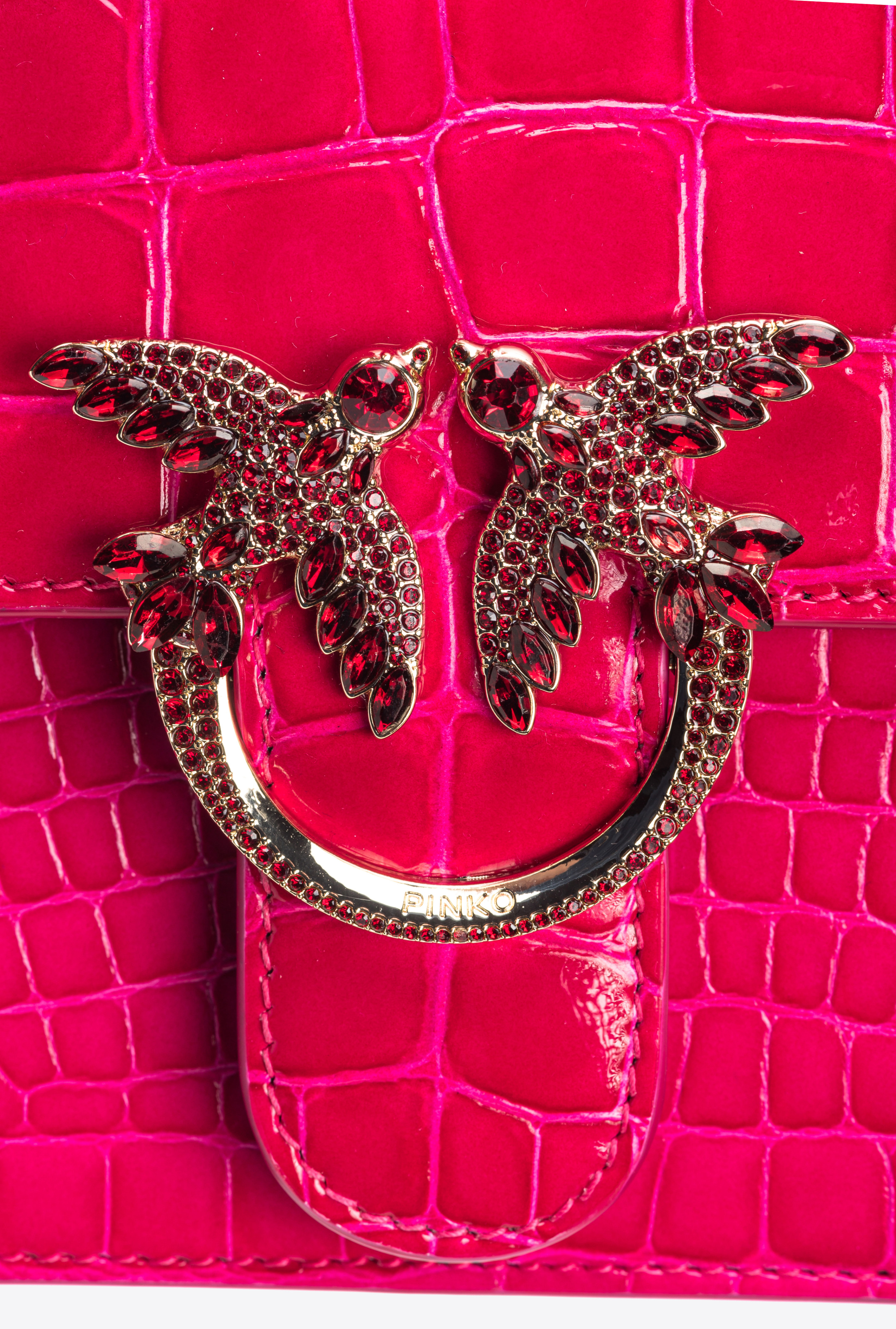 Mini Love Bag One Top Handle Light stampa cocco lucido PINKO Galleria 3