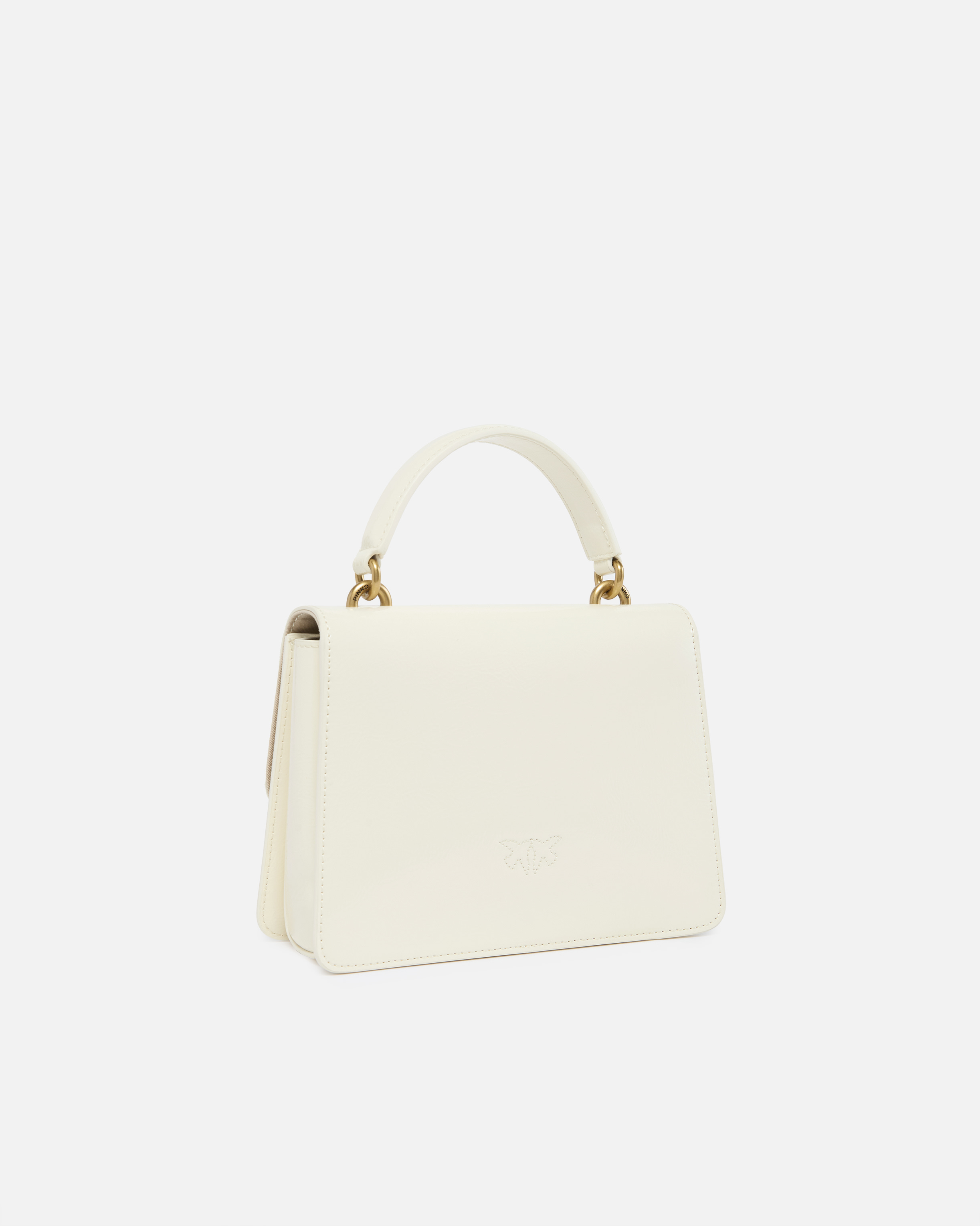 Pinko Love Bag Handbag With Handle And Shoulder Strap With Shiny Leather Effect In White+white-antique Gold