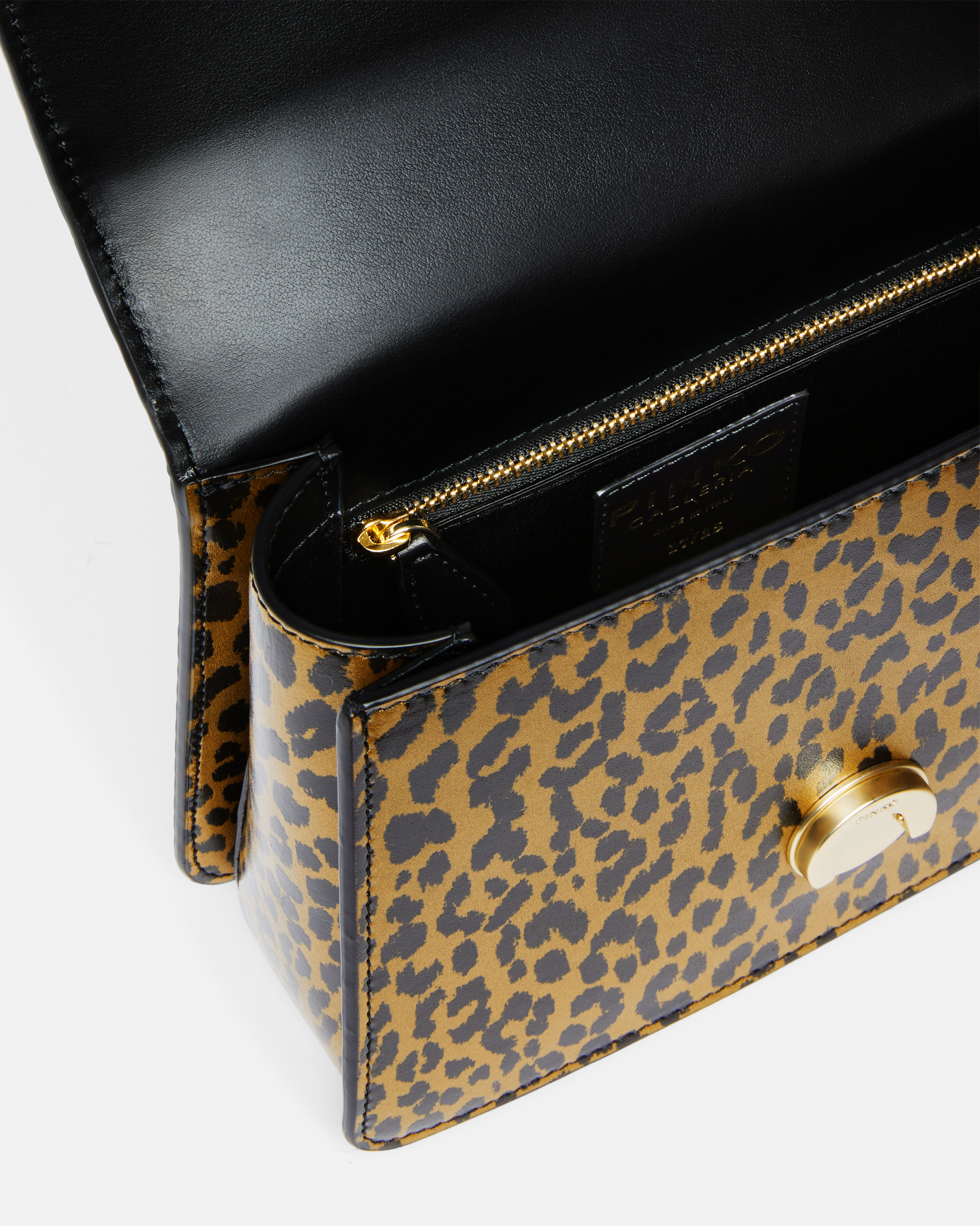 Pinko Galleria Animal And Croc-print Bag With Shoulder Strap In Noir/or-or Clair