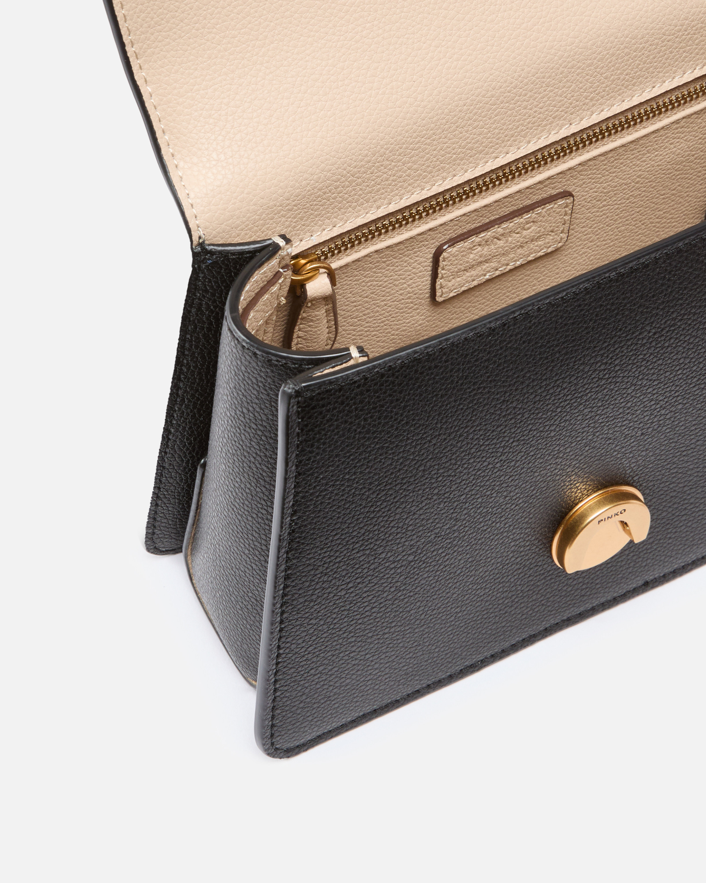 Pinko Mini Love Bag Top Handle Light Handbag In Full-grain Leather