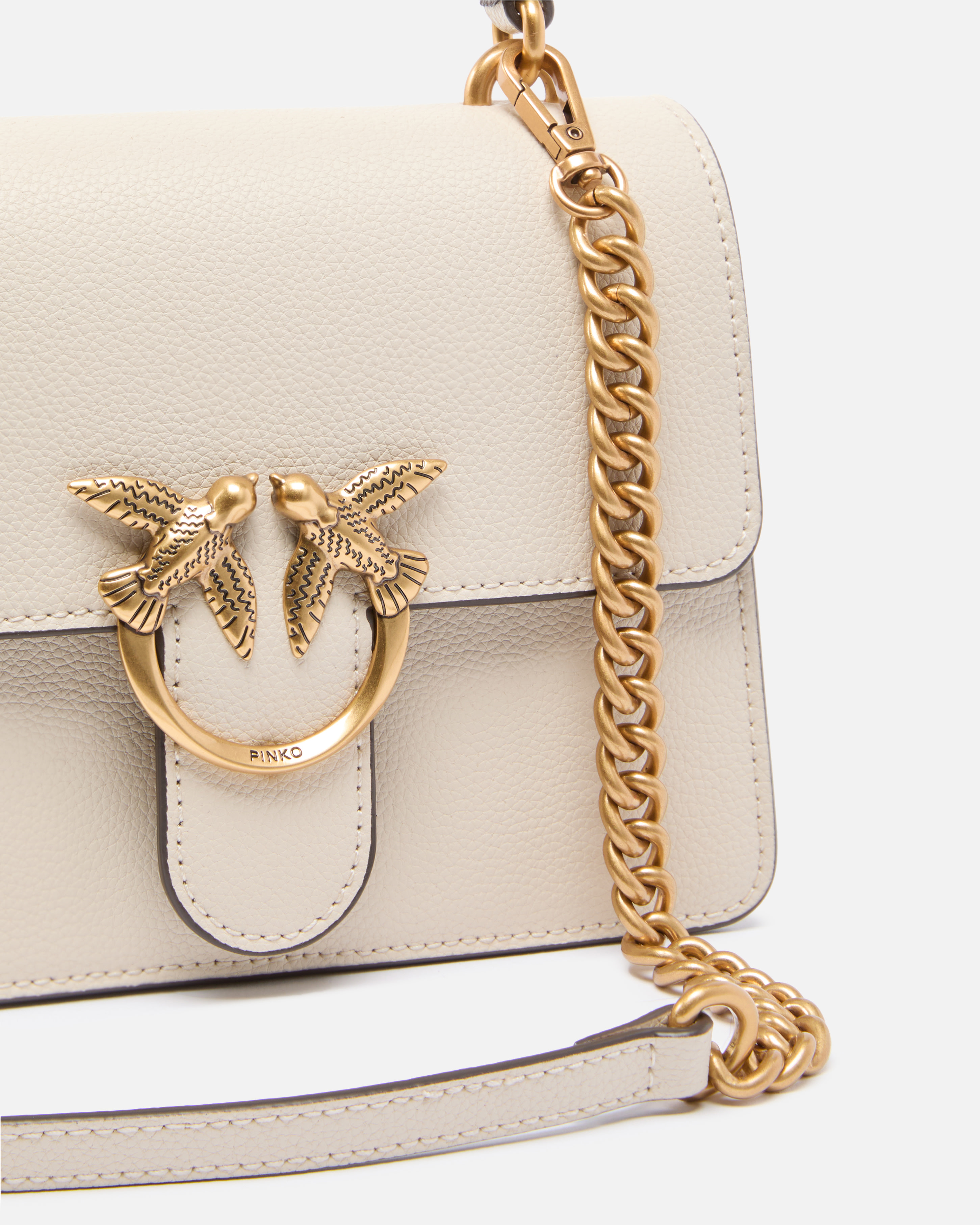 Pinko Mini Love Bag Top Handle Light Handbag In Full-grain Leather