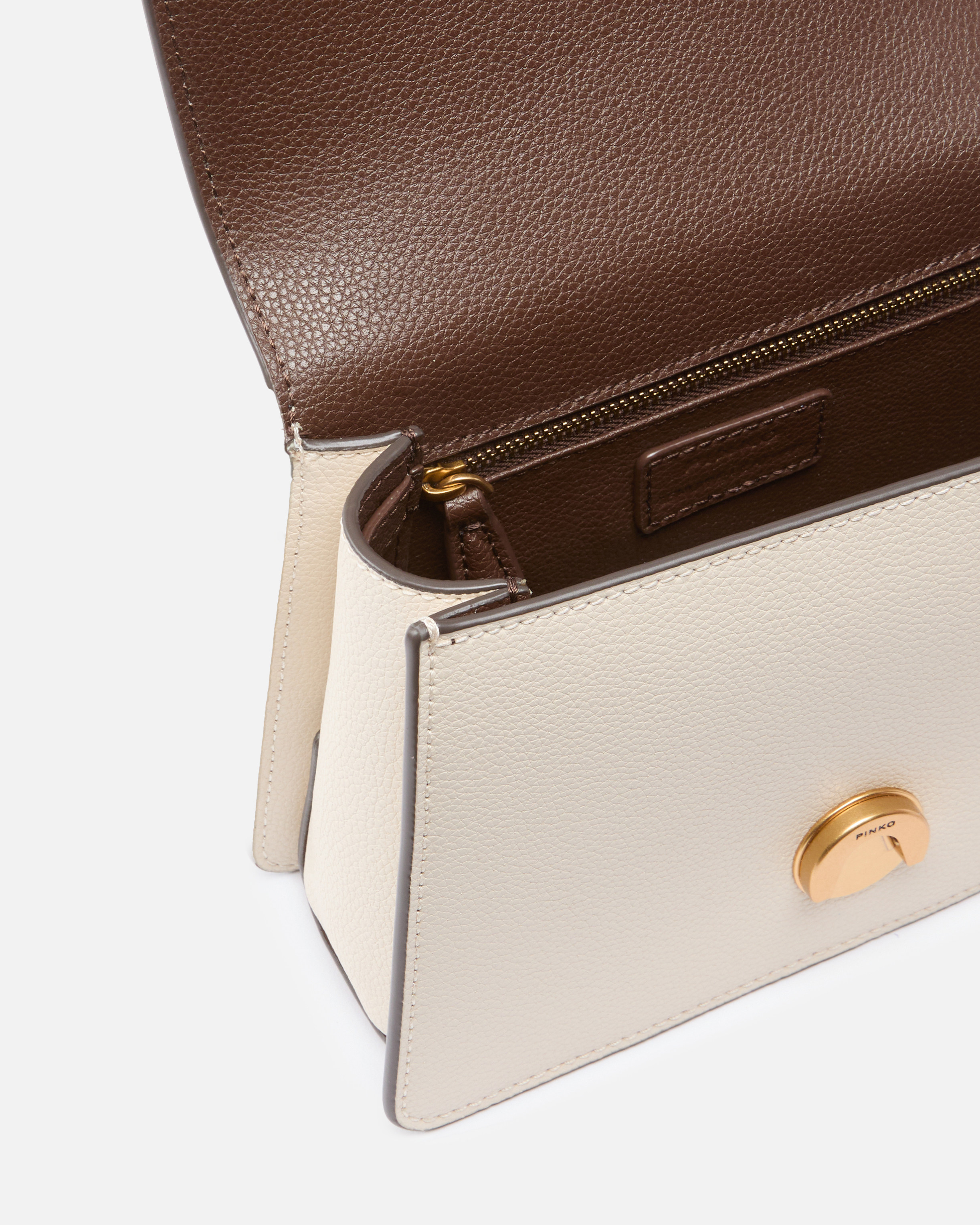 Pinko Mini Love Bag Top Handle Light Handbag In Full-grain Leather