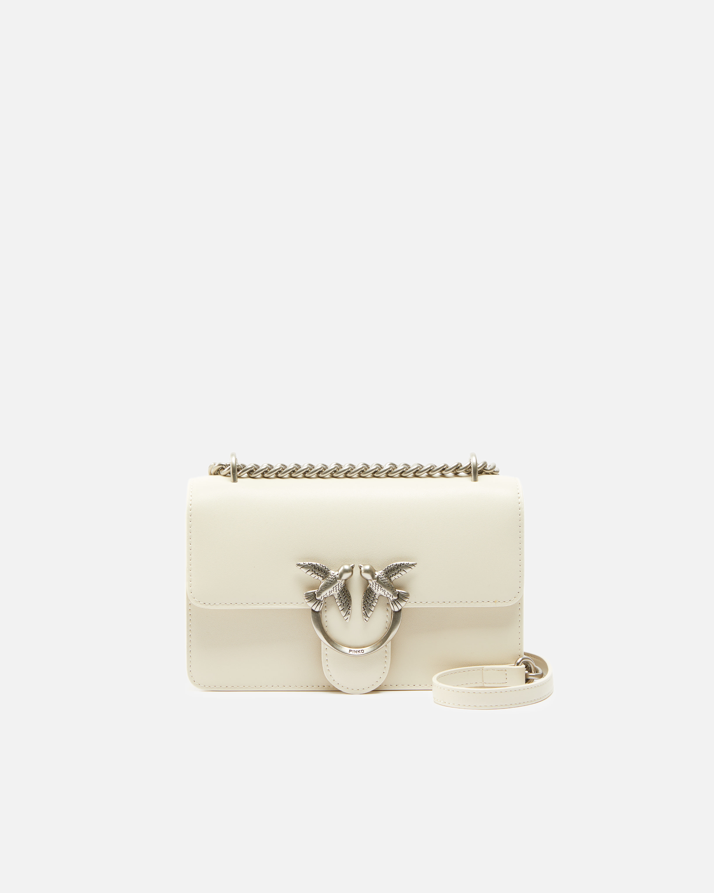 Shop Pinko Mini Love Bag One Simply In White+white-old Silver