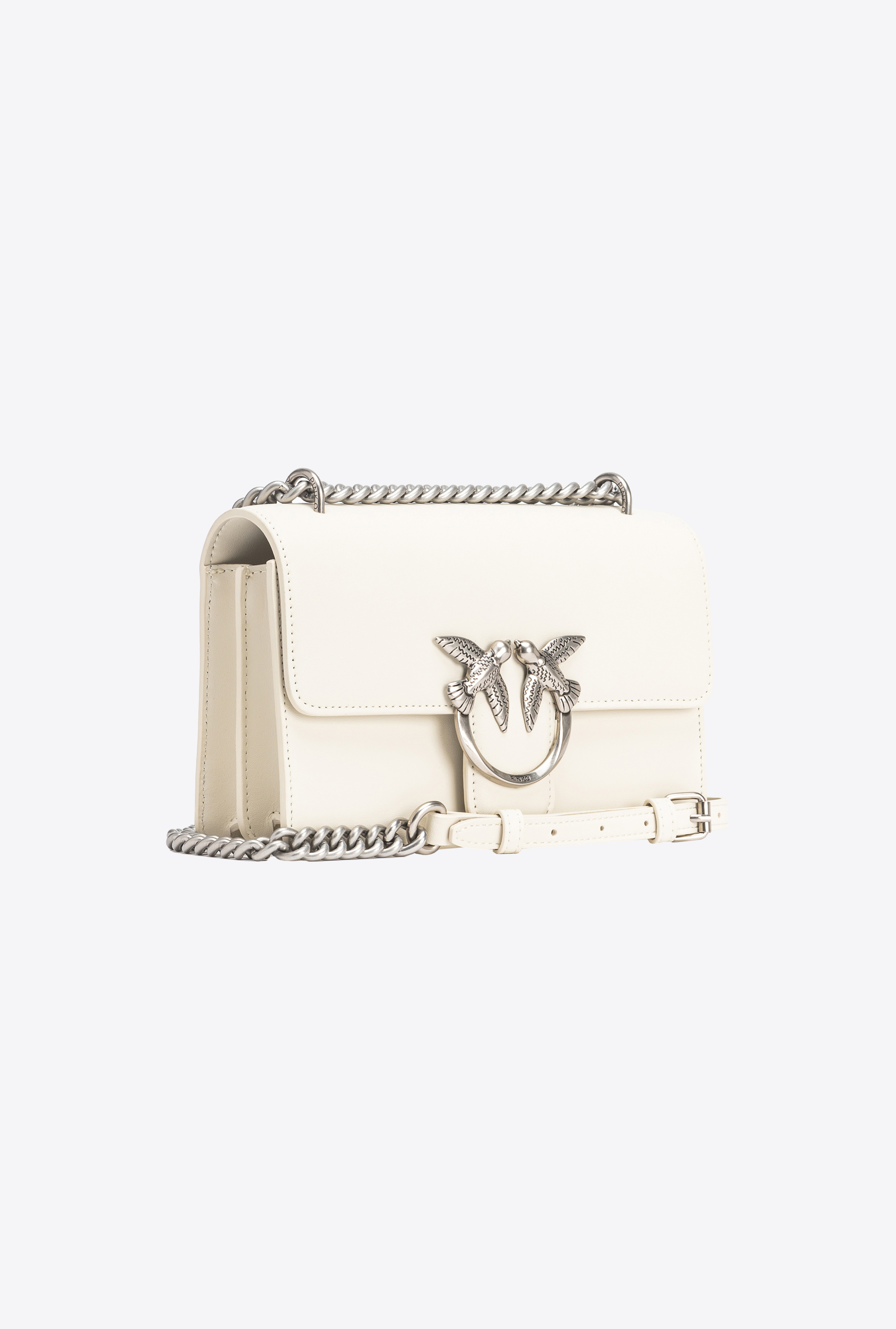 Shop Pinko Mini Love Bag One Simply In White+white-old Silver