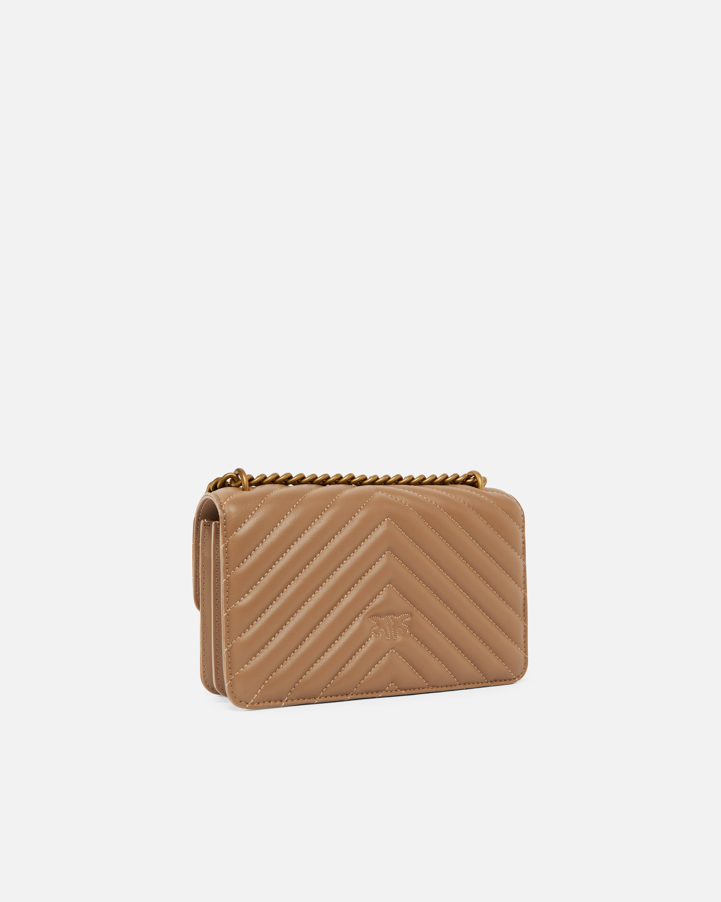 Pinko Mini Love Bag One Chevron In Ginger Biscuit-antique Gold