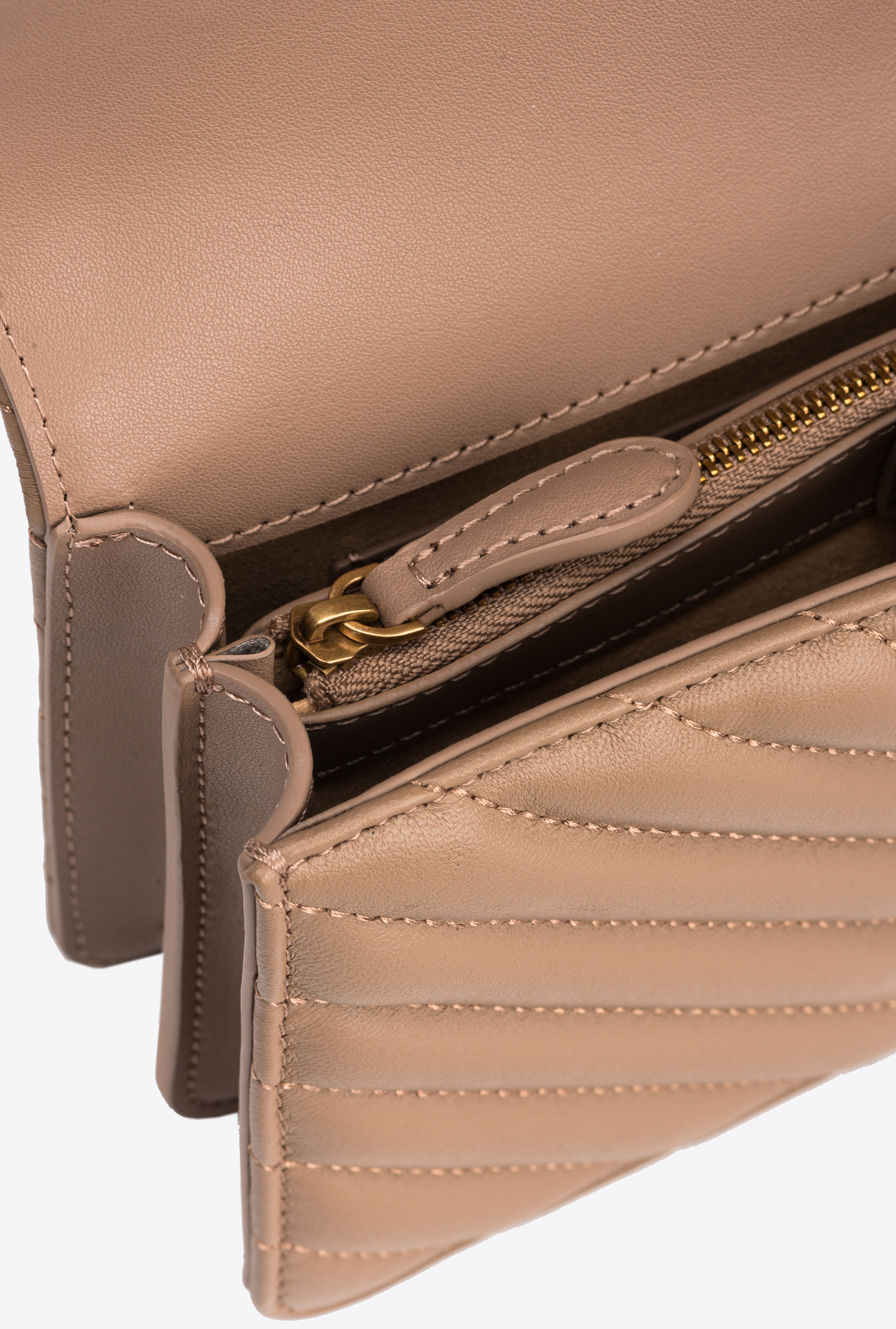 Pinko Mini Love Bag One Chevron In Ginger Biscuit-antique Gold