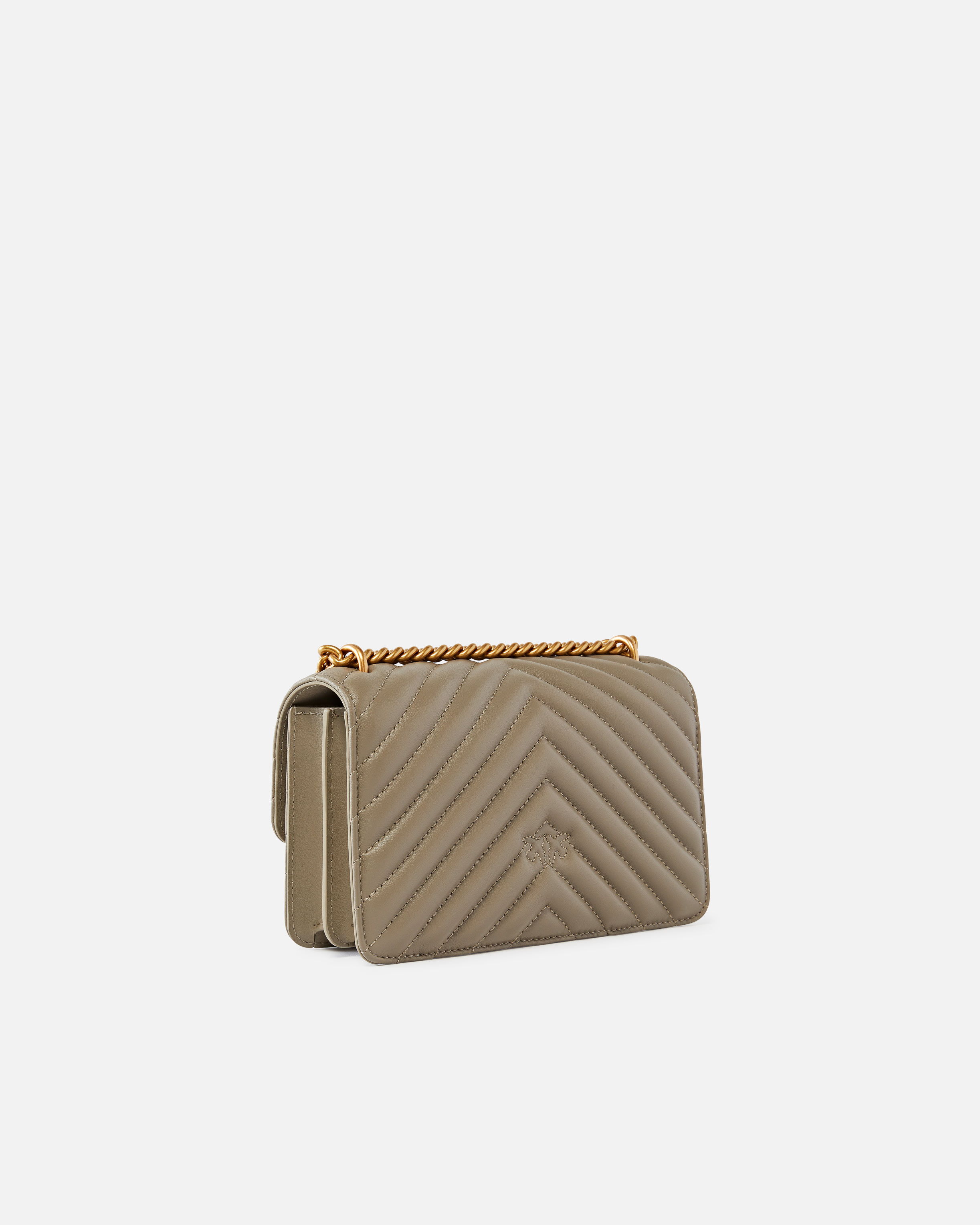 Pinko Mini Love Bag One Chevron In Noix-or Antique