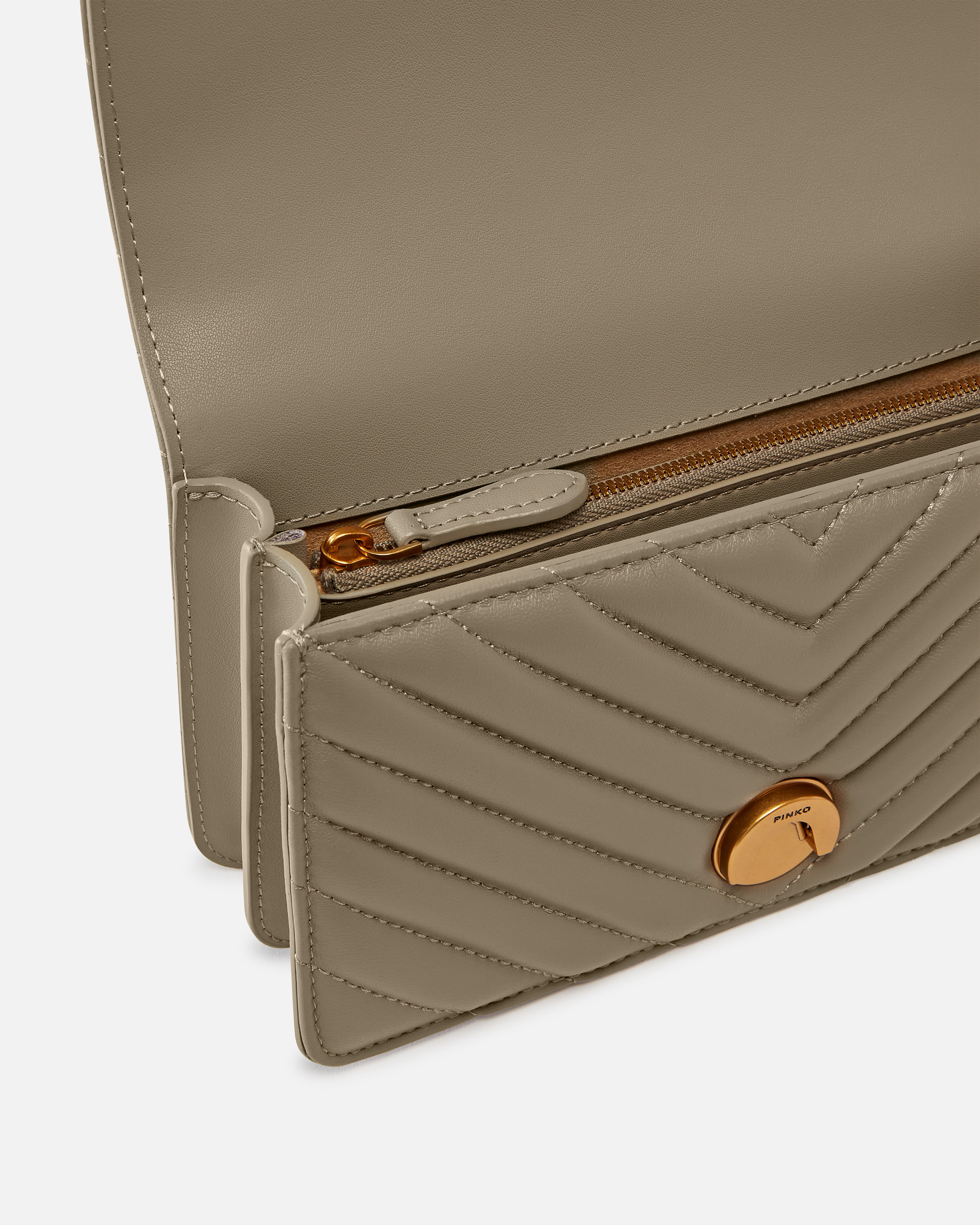 Pinko Mini Love Bag One Chevron In Noix-or Antique