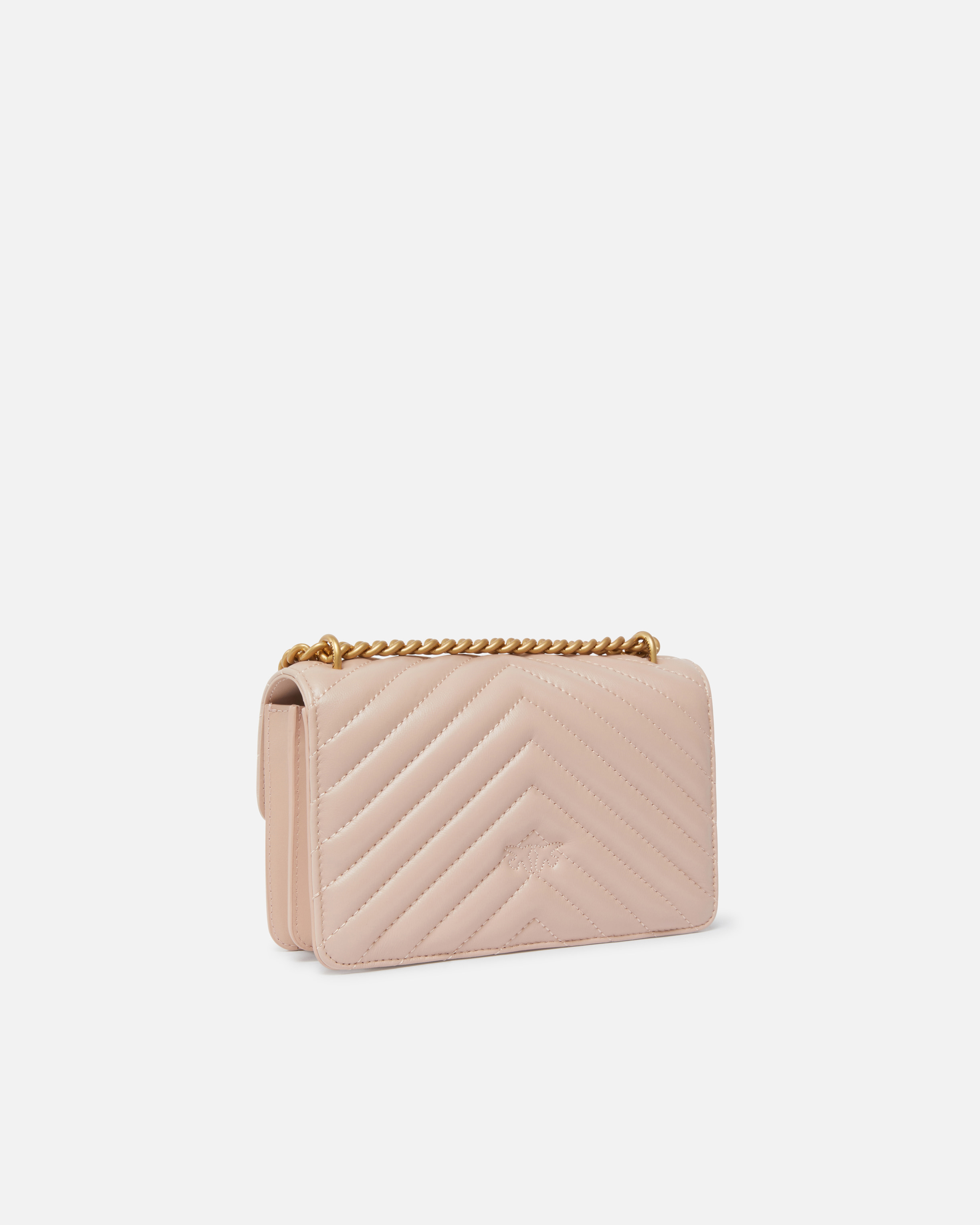 Pinko Mini Love Bag One Chevron In Pink/dusty Pink-antique Gold
