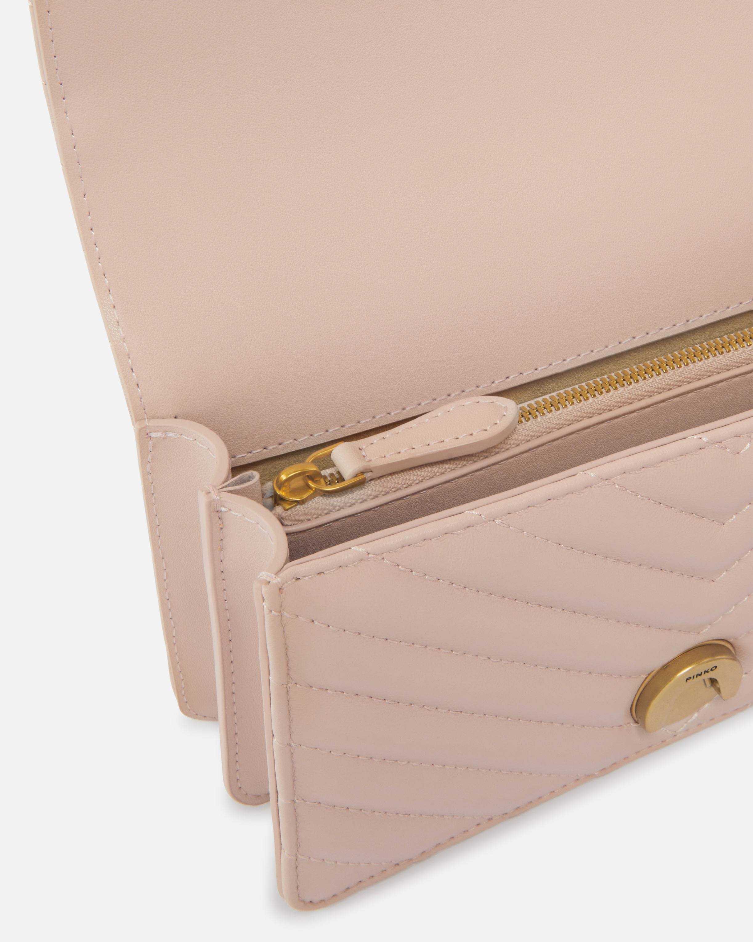 Pinko Mini Love Bag One Chevron In Pink/dusty Pink-antique Gold