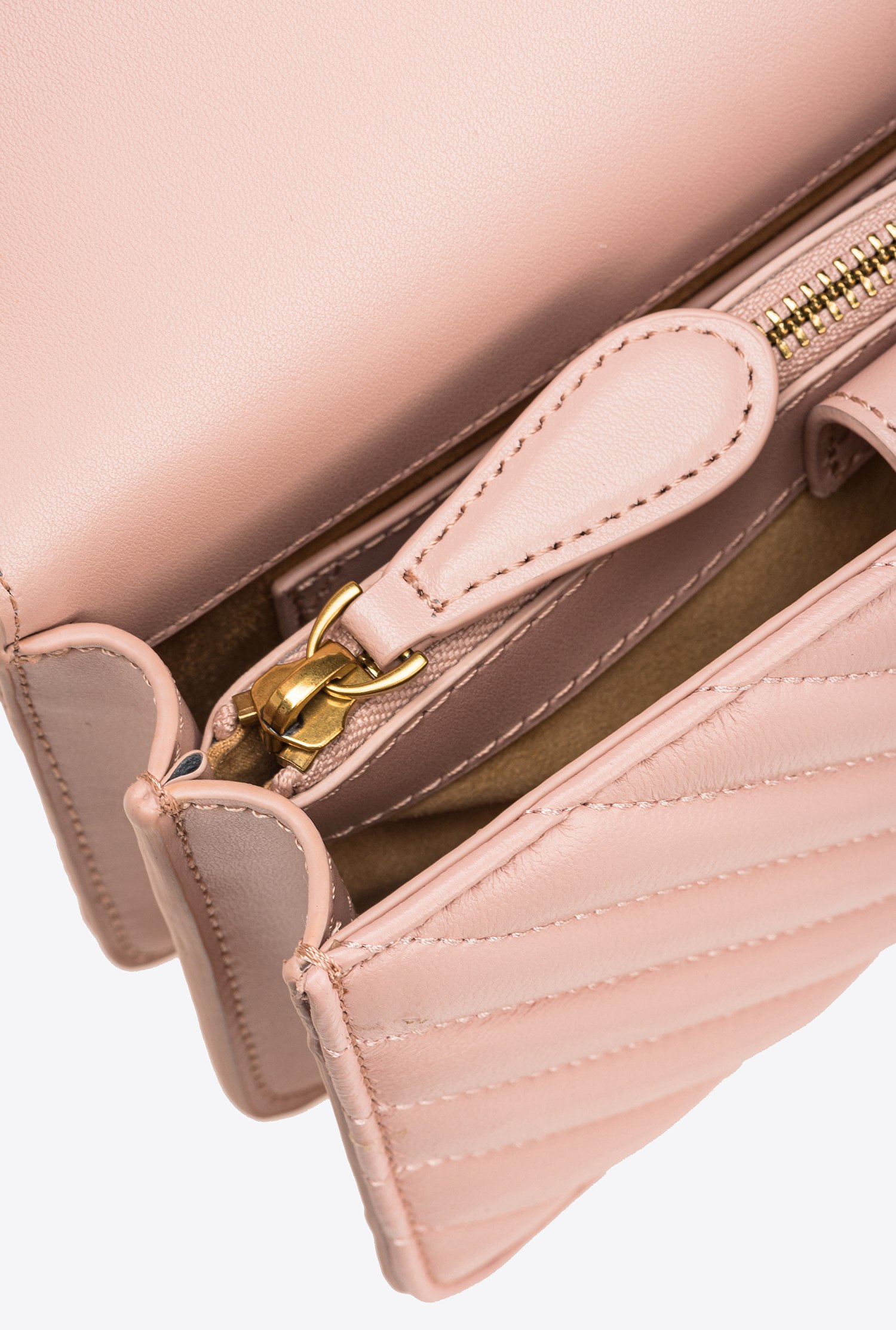 Pinko Mini Love Bag One Chevron In Pink/dusty Pink-antique Gold