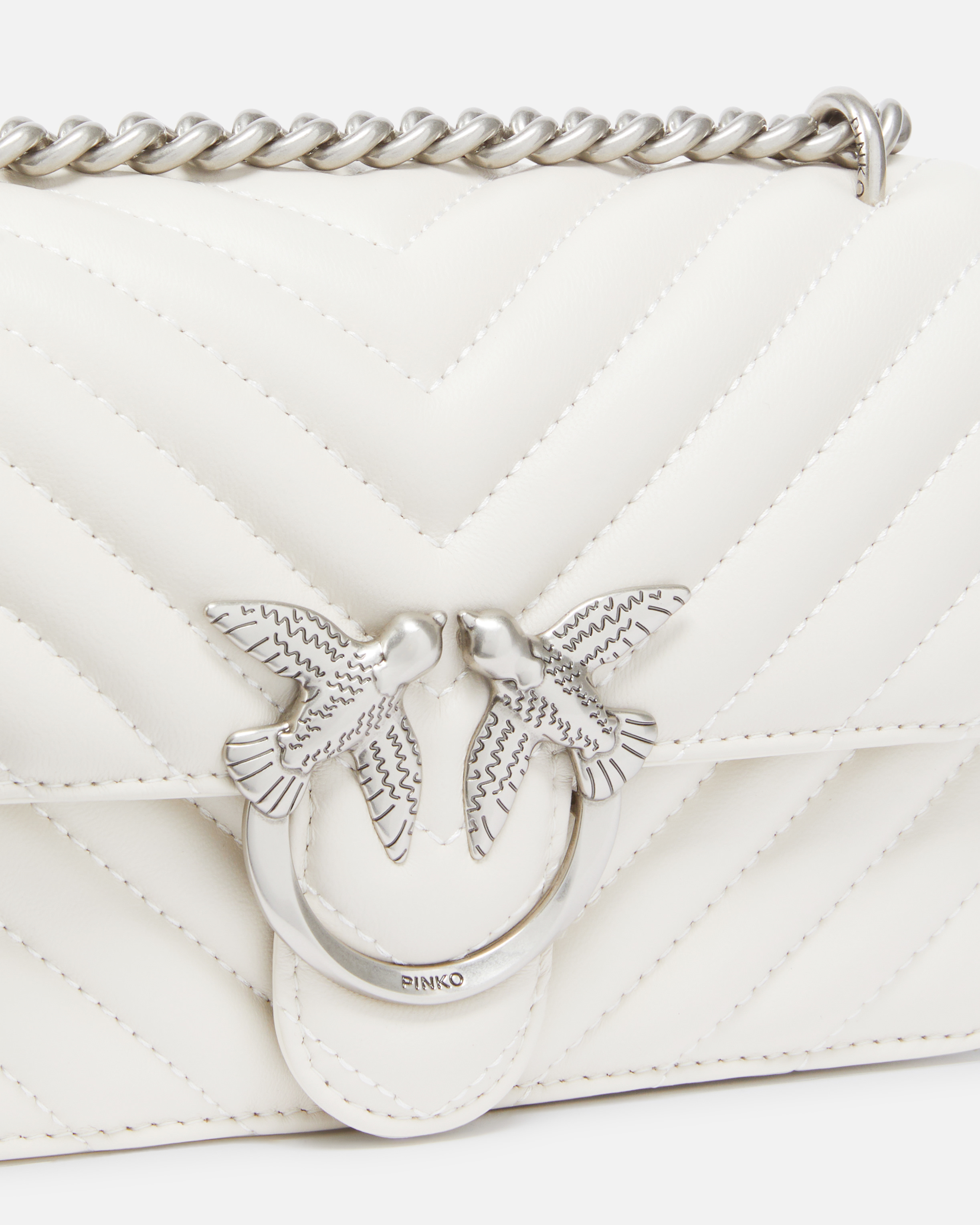 Pinko Mini Love Bag One Simply In White+white-old Silver