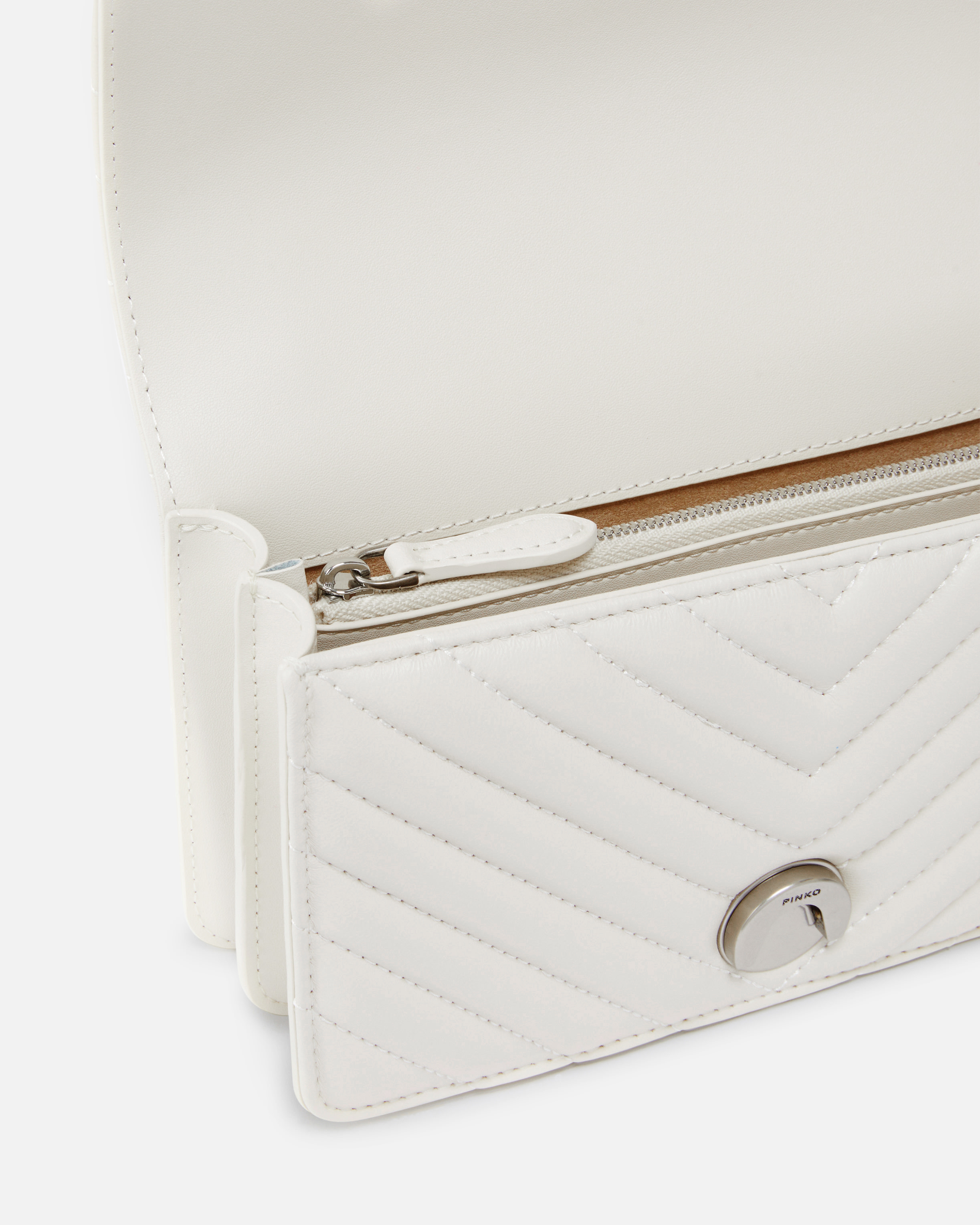 Pinko Mini Love Bag One Simply In White+white-old Silver