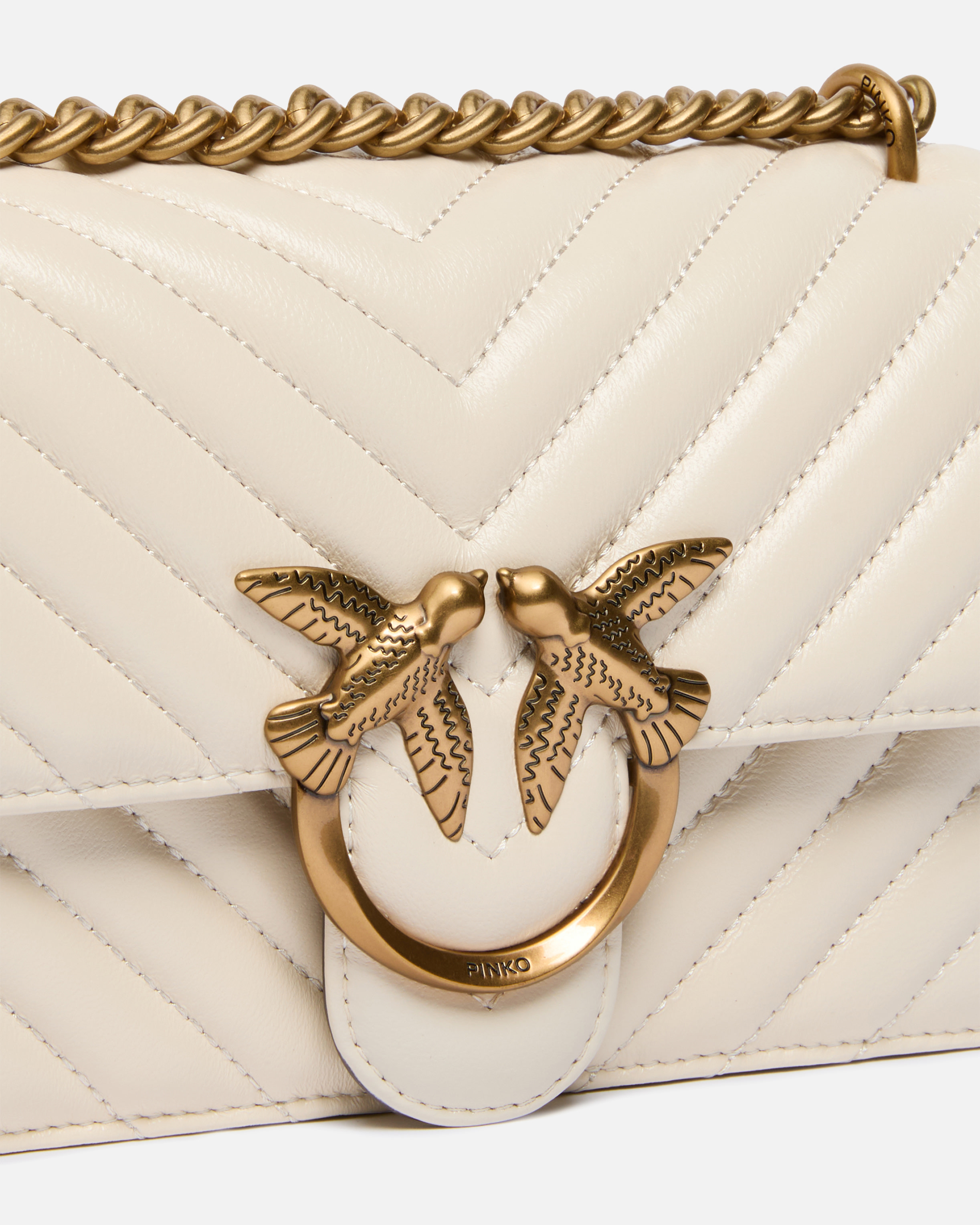 Pinko Classic Love Bag One Simply Crossbody Bags White In White+white-antique Gold