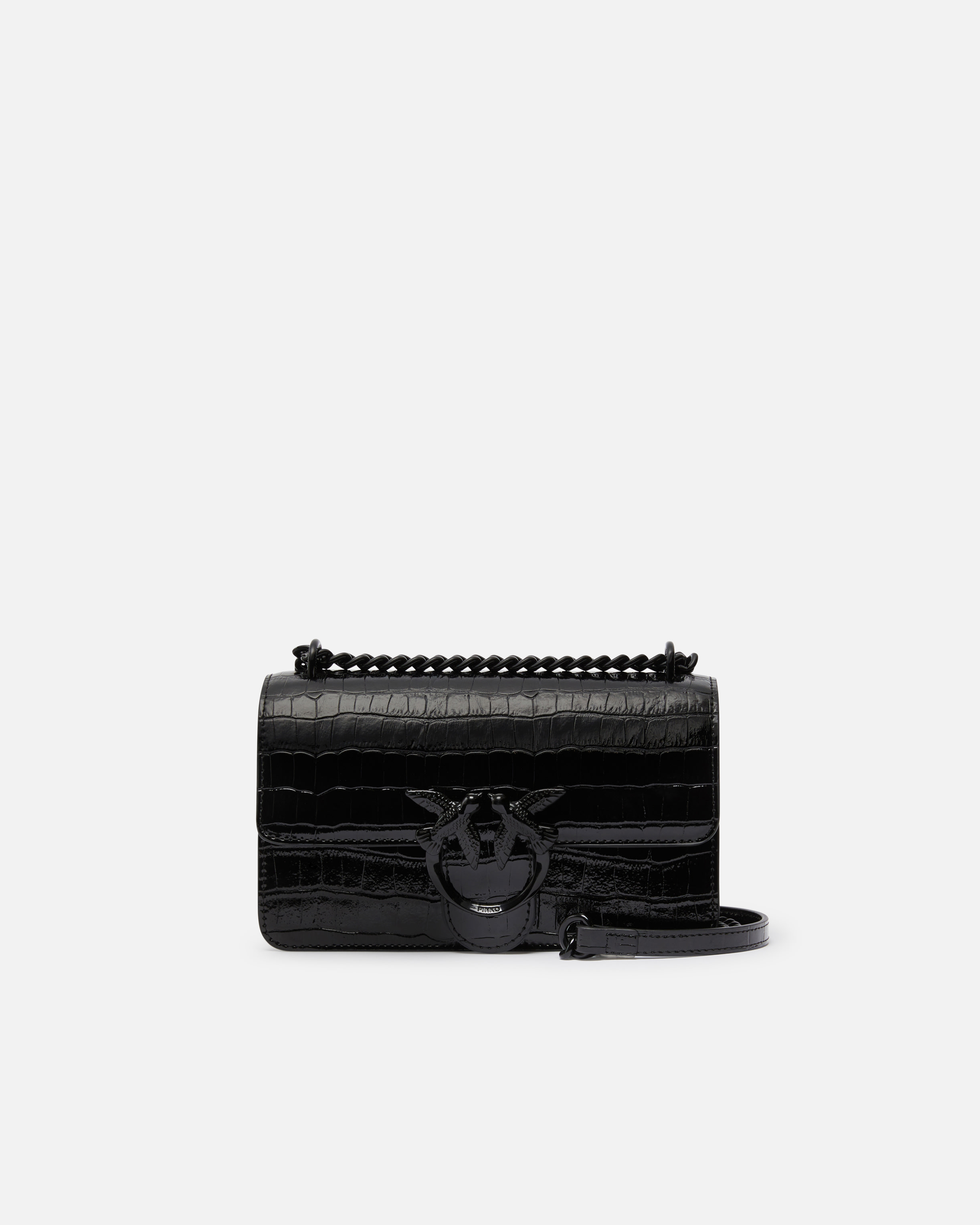 Love Bag all-black patent crossbody bag PINKO → Shop Online Love Bag all-black patent crossbody bag PINKO → Shop Online